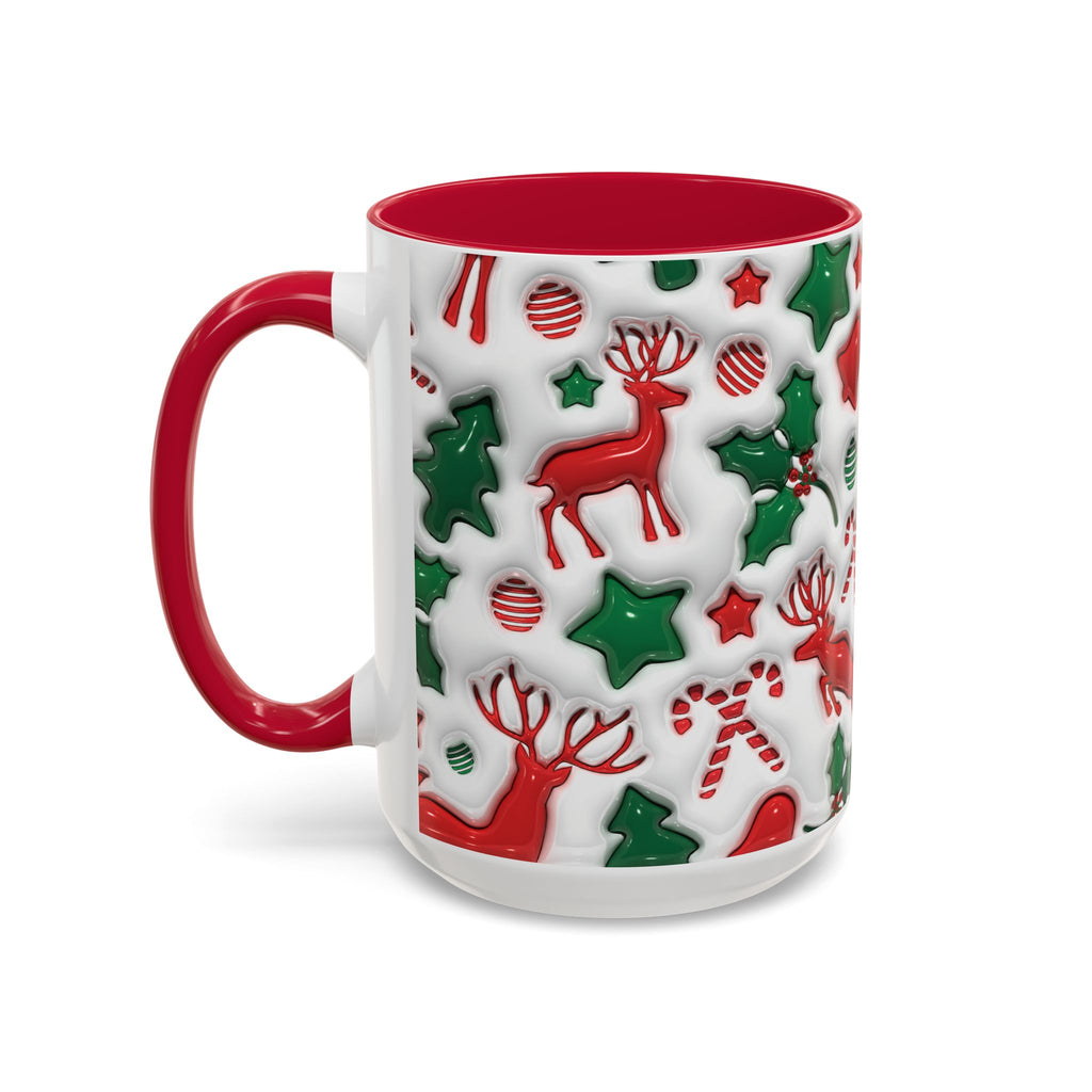 Festive Holiday Mugs, Christmas Coffee Cups, Colorful Reindeer and Candy Cane Design, Cozy Winter Drinkware, Perfect Gift for Holidays
