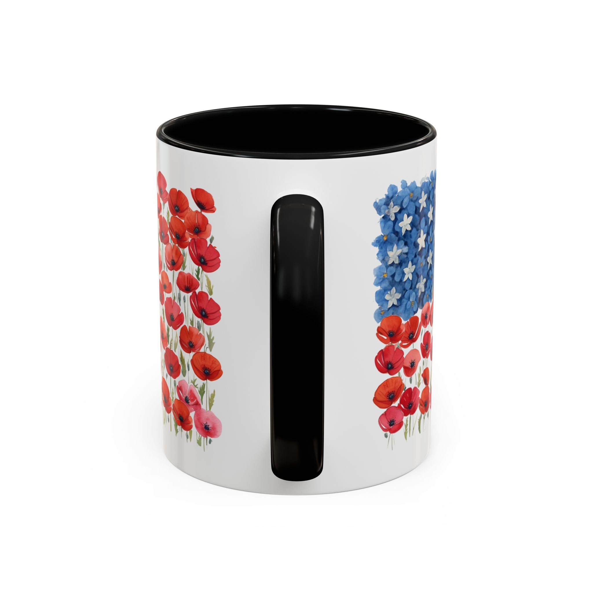 Poppy Flowers  American Flag Mug | Accent Coffee Mug