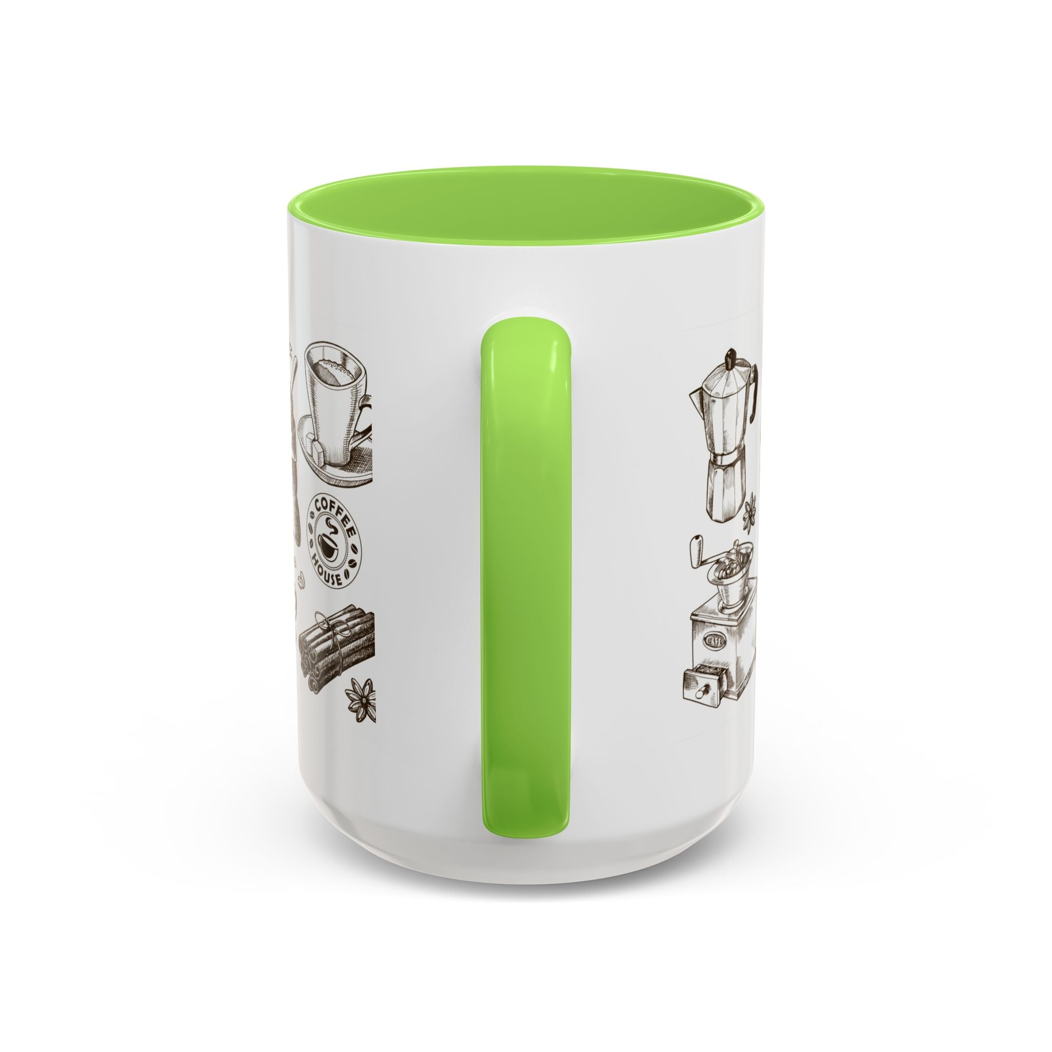Coffee Pattern Mug — Illustrated Coffee Beans & Brewing Tools (11oz/15oz)