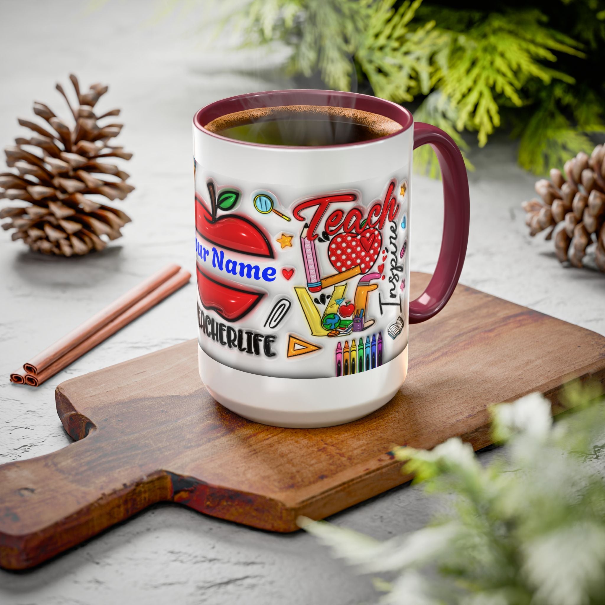 Personalized Teacher Mugs | Colorful 11oz & 15oz Coffee Cups | Fun Gift for Educators | Back to School | Teacher Appreciation