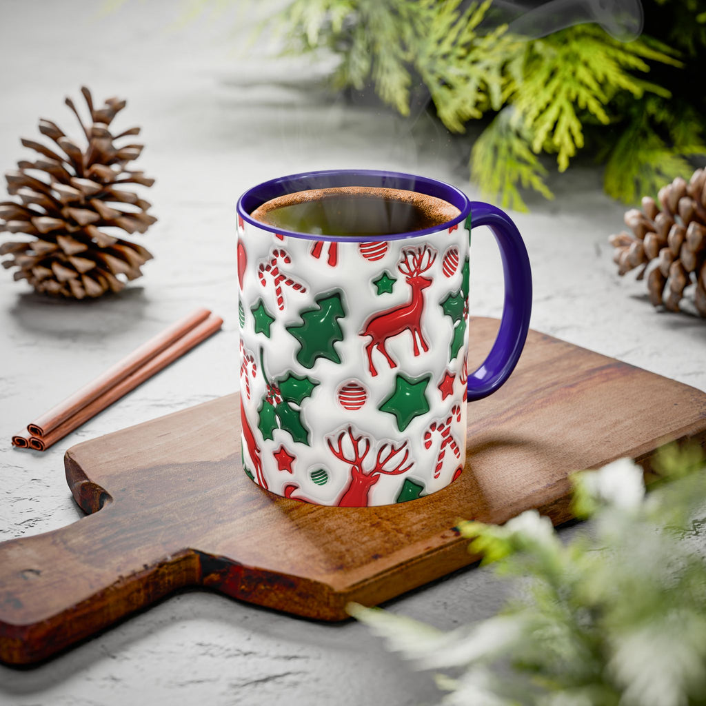Festive Holiday Mugs, Christmas Coffee Cups, Colorful Reindeer and Candy Cane Design, Cozy Winter Drinkware, Perfect Gift for Holidays