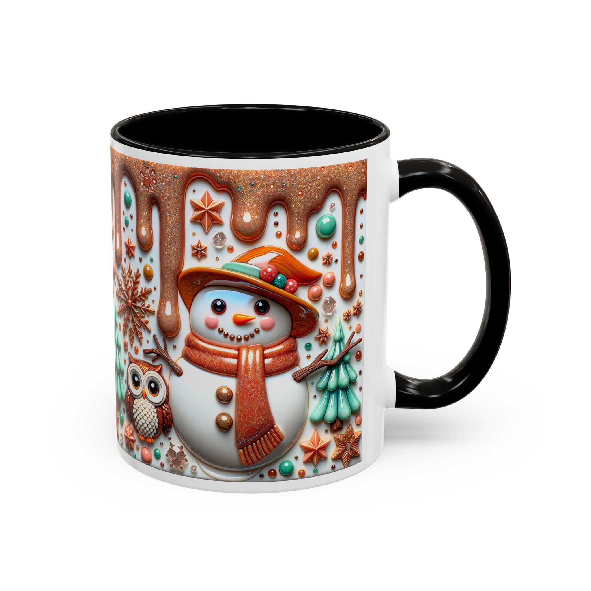 Colorful Holiday Mugs: Festive Owl & Snowman Design, Winter Gift, Christmas Coffee Cup, Cozy Kitchen Decor, Hot Cocoa Mug