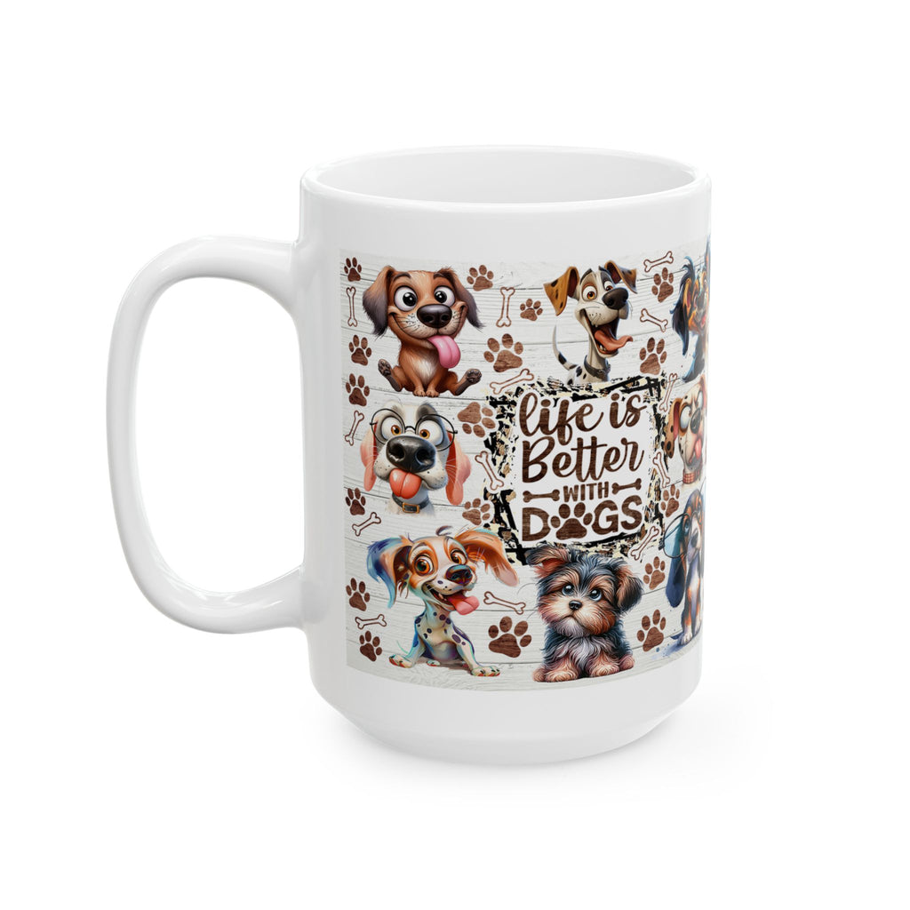 Cute Cartoon Puppy Pattern Mug | Dog Paw Bone Coffee Mug