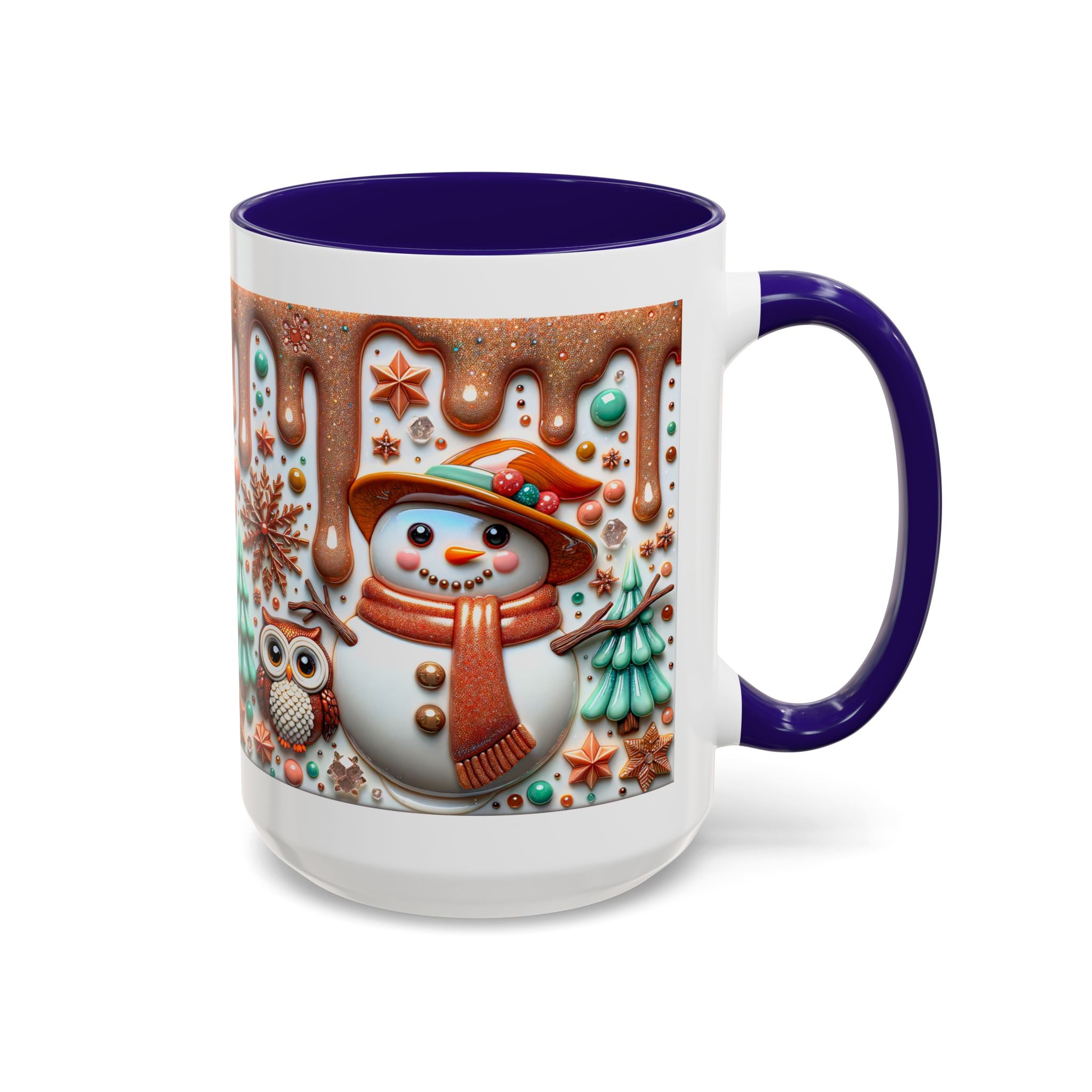 Colorful Holiday Mugs: Festive Owl & Snowman Design, Winter Gift, Christmas Coffee Cup, Cozy Kitchen Decor, Hot Cocoa Mug