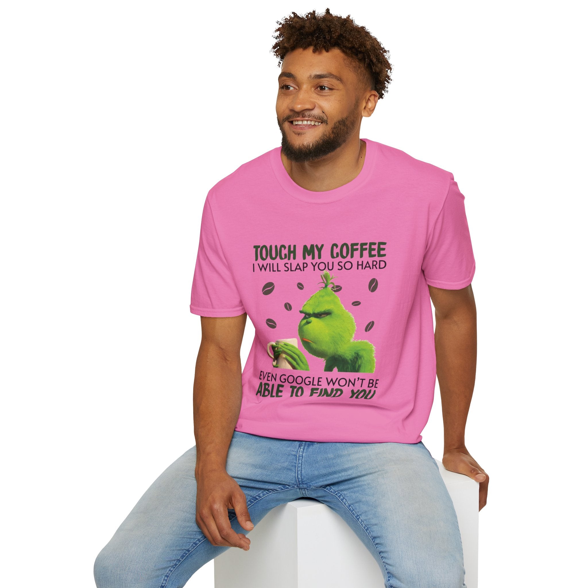 Funny Grinch Coffee T-Shirt, Unisex Tee for Coffee Lovers, Holiday Gift, Quirky Humor Shirt, Perfect for Christmas and Birthdays