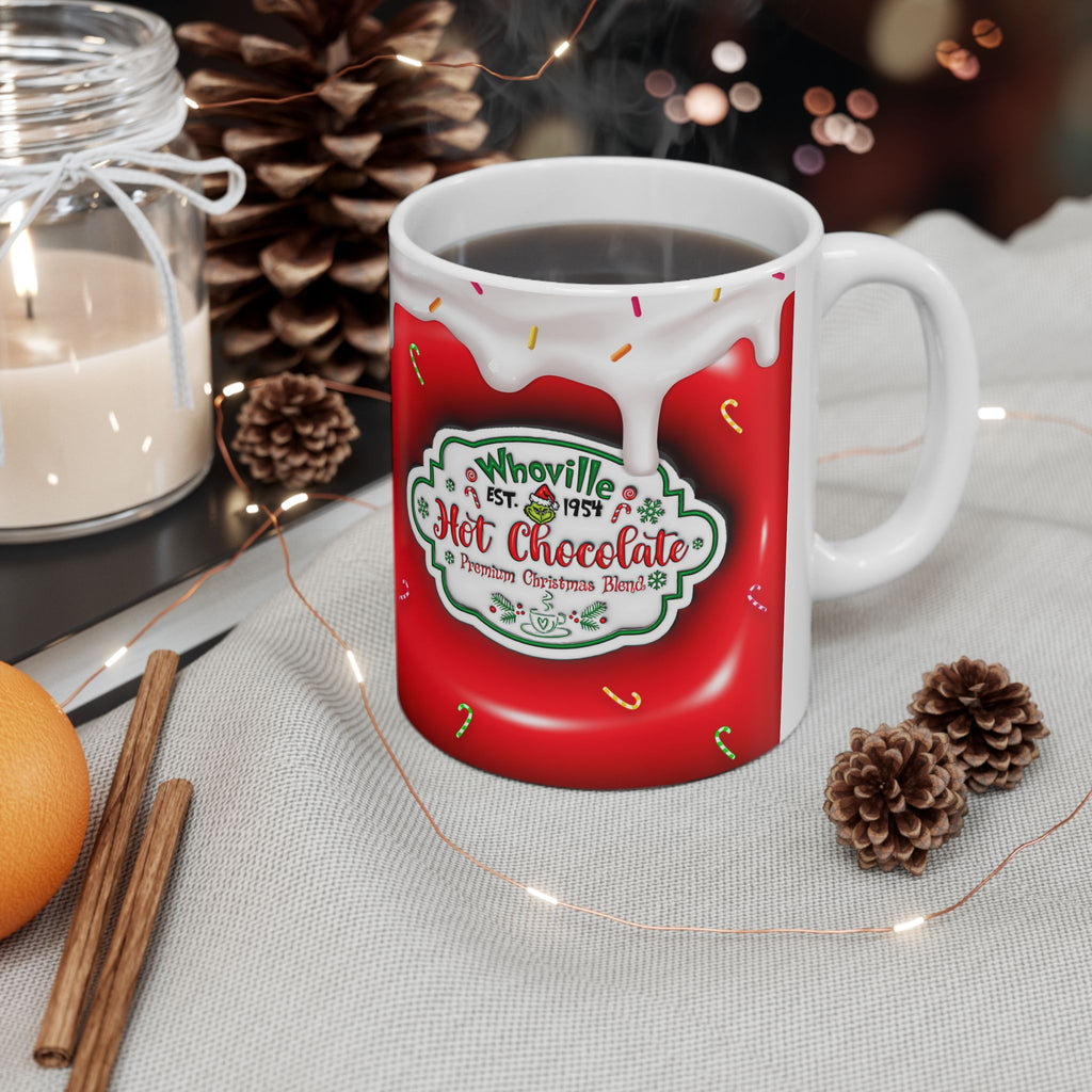 Hot Chocolate Mug Christmas Holiday Red Drip Candy Cane Ceramic Mug