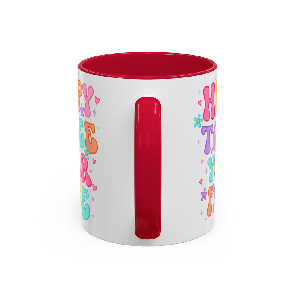 Happy To See Your Face Colorful Coffee Mug — Retro Smiley 11oz/15oz