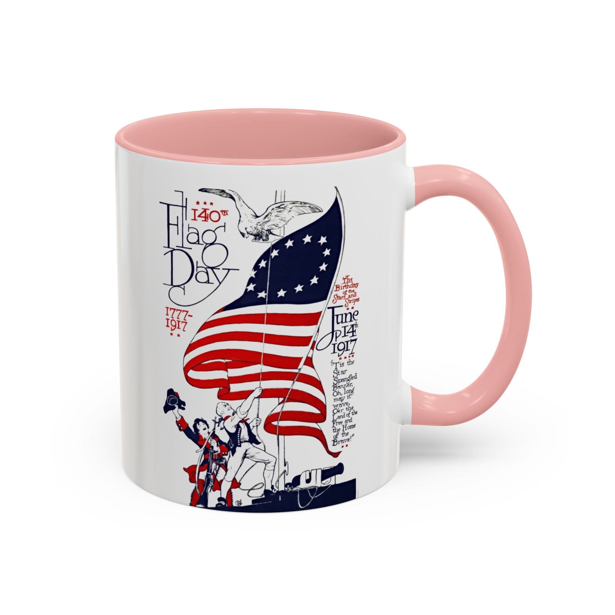 American Flag Day June 14th Parade Illustration Mug | Accent Coffee Mug