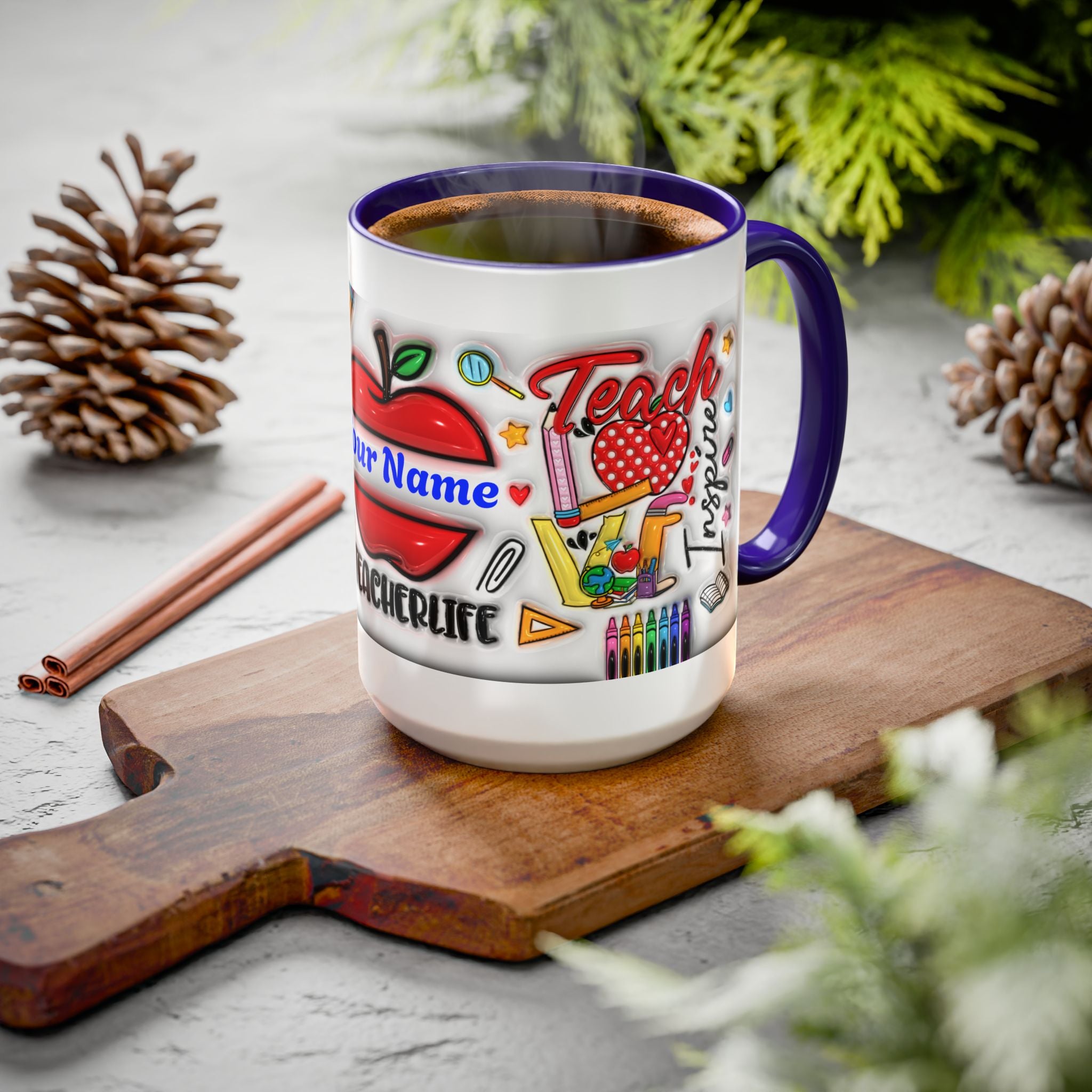 Personalized Teacher Mugs | Colorful 11oz & 15oz Coffee Cups | Fun Gift for Educators | Back to School | Teacher Appreciation