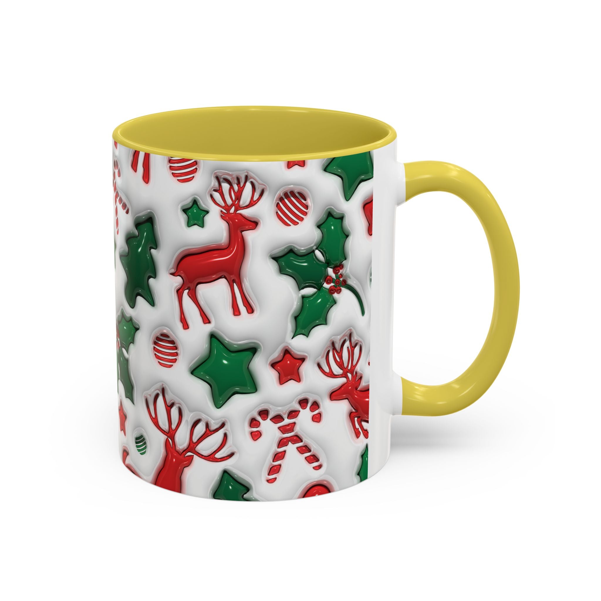 Festive Holiday Mugs, Christmas Coffee Cups, Colorful Reindeer and Candy Cane Design, Cozy Winter Drinkware, Perfect Gift for Holidays
