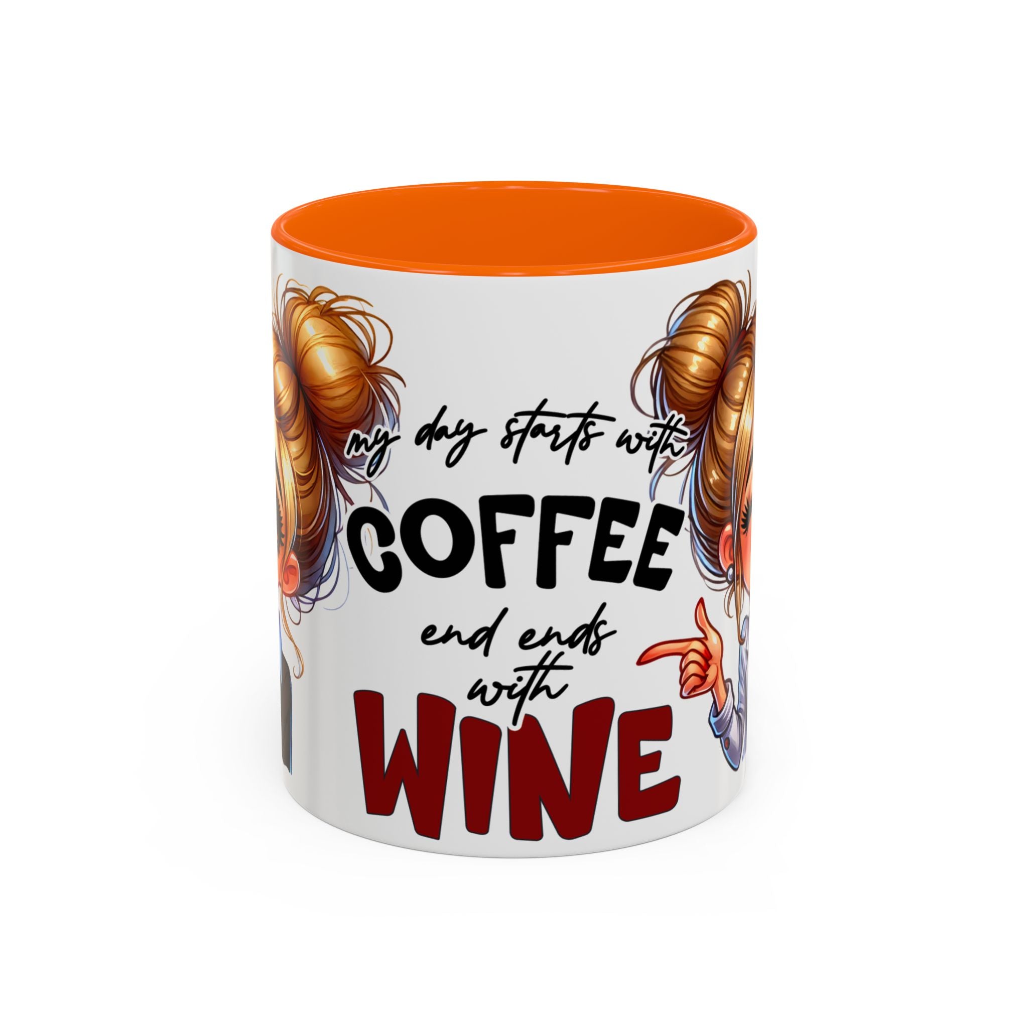 My Day Starts With Coffee and Ends With Wine Mug | Accent Coffee Mug
