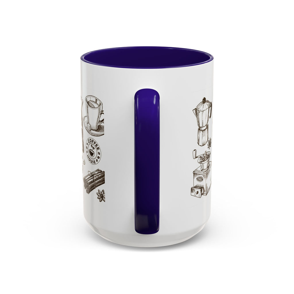 Coffee Pattern Mug — Illustrated Coffee Beans & Brewing Tools (11oz/15oz)