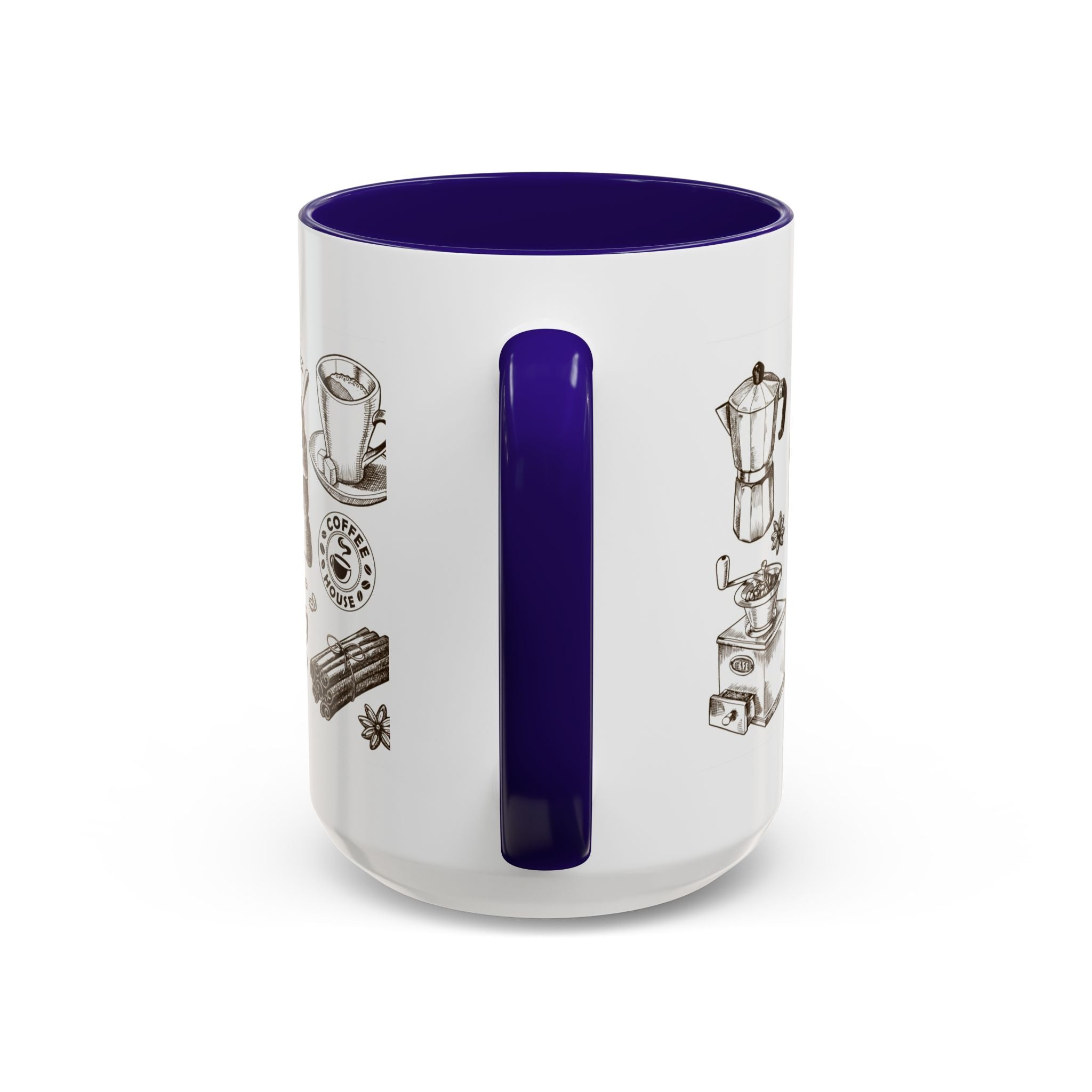 Coffee Pattern Mug — Illustrated Coffee Beans & Brewing Tools (11oz/15oz)