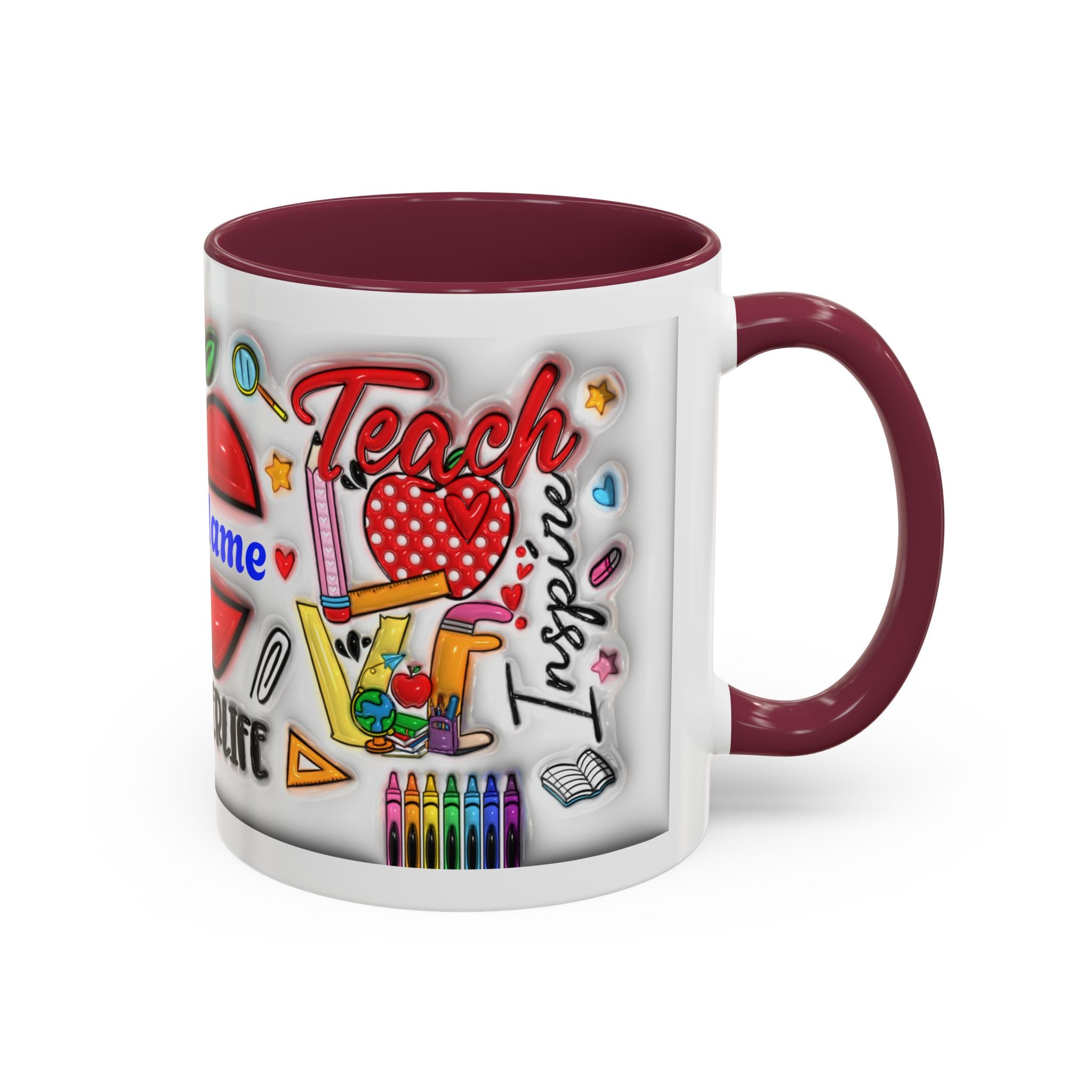 Personalized Teacher Mugs | Colorful 11oz & 15oz Coffee Cups | Fun Gift for Educators | Back to School | Teacher Appreciation