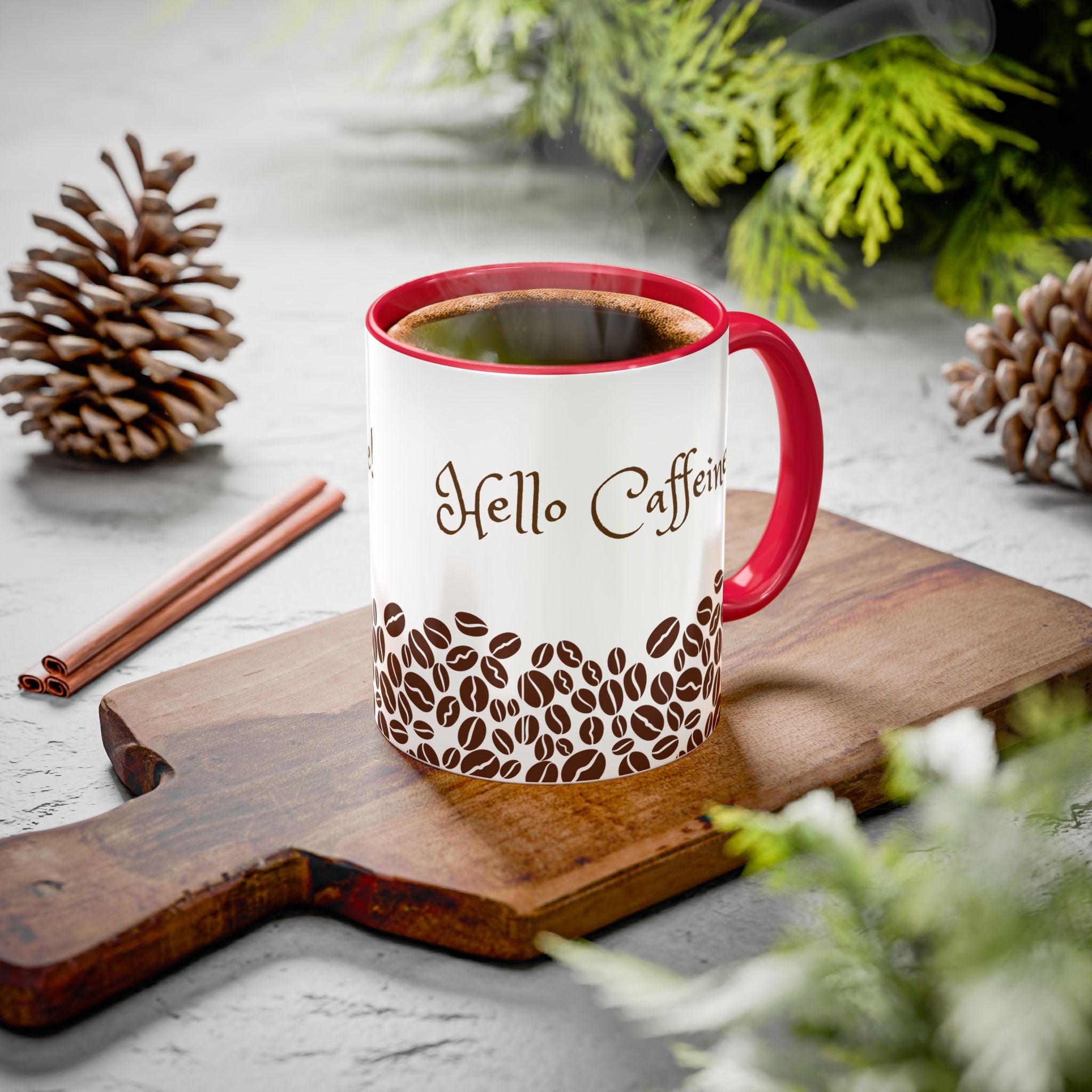 Hello Caffeine! Coffee Bean Ceramic Mug (11oz & 15oz)