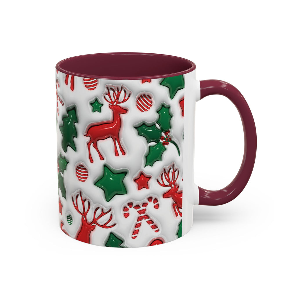 Festive Holiday Mugs, Christmas Coffee Cups, Colorful Reindeer and Candy Cane Design, Cozy Winter Drinkware, Perfect Gift for Holidays