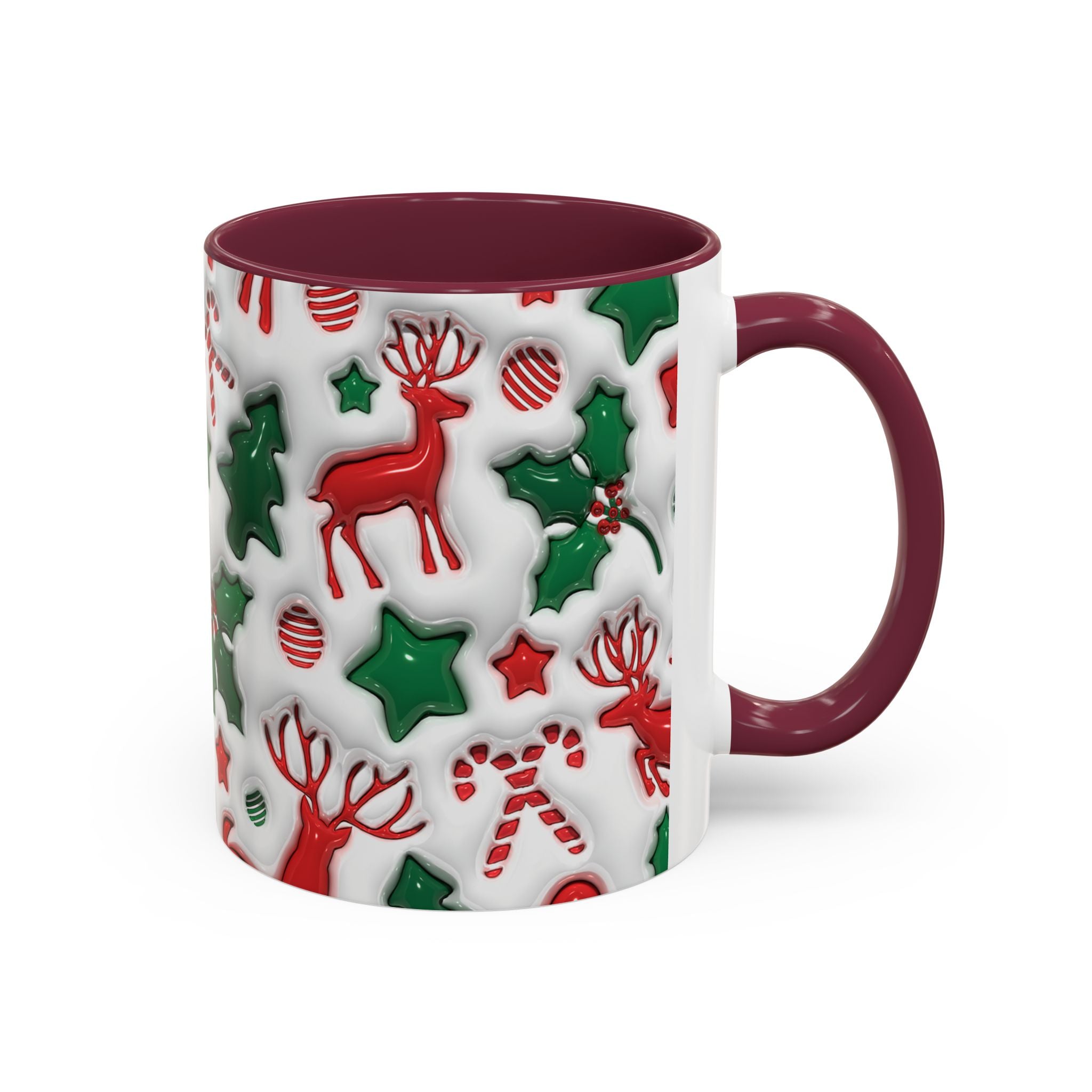 Festive Holiday Mugs, Christmas Coffee Cups, Colorful Reindeer and Candy Cane Design, Cozy Winter Drinkware, Perfect Gift for Holidays