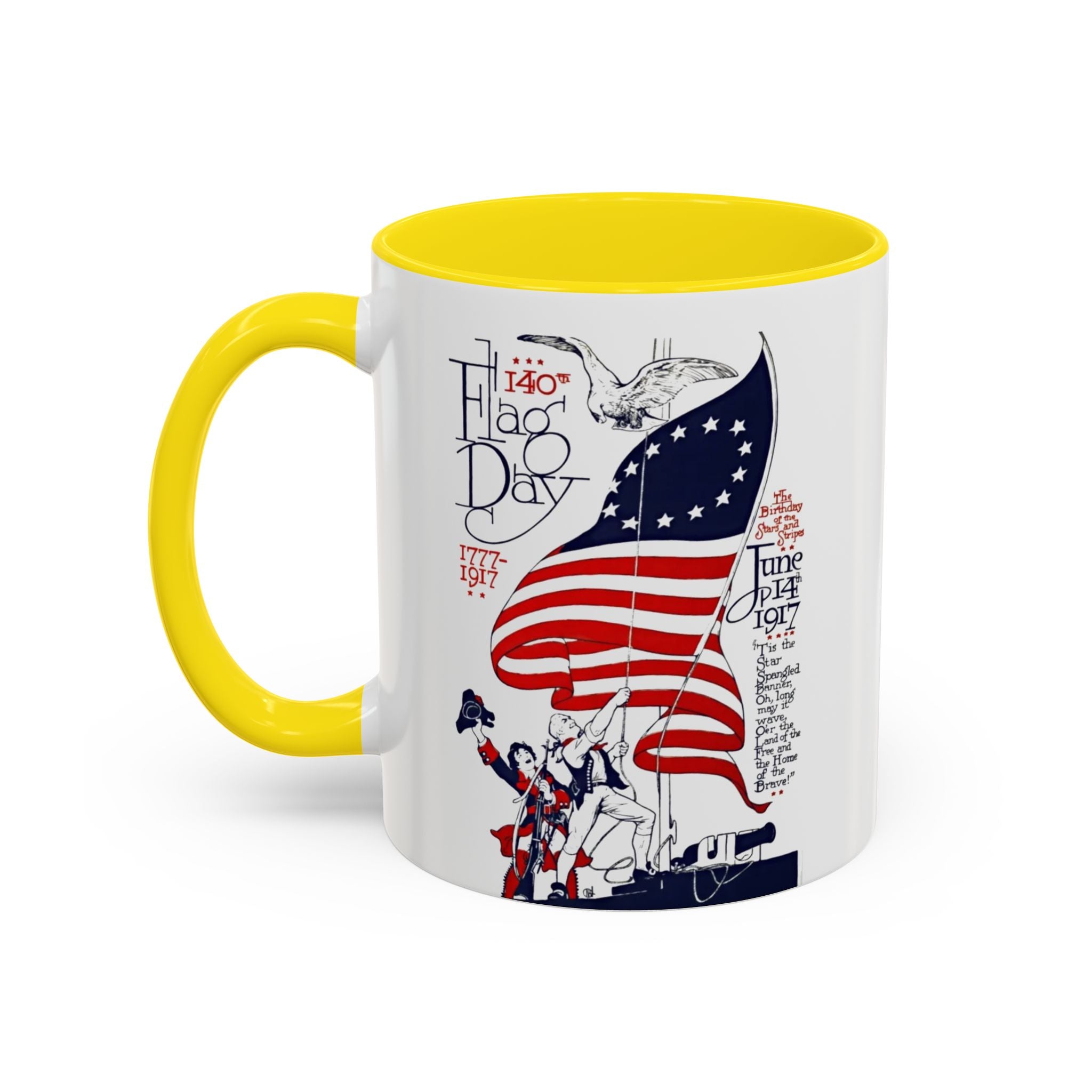 American Flag Day June 14th Parade Illustration Mug | Accent Coffee Mug