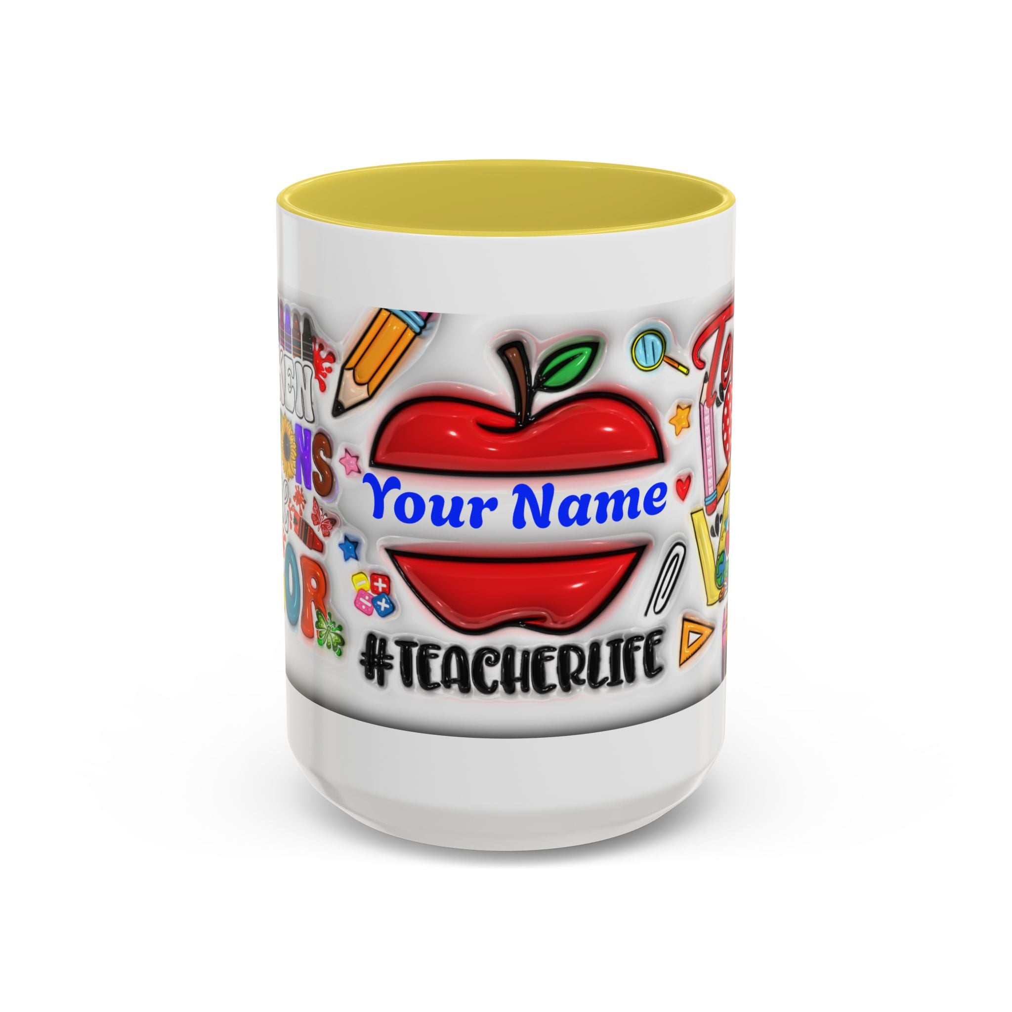 Personalized Teacher Mugs | Colorful 11oz & 15oz Coffee Cups | Fun Gift for Educators | Back to School | Teacher Appreciation