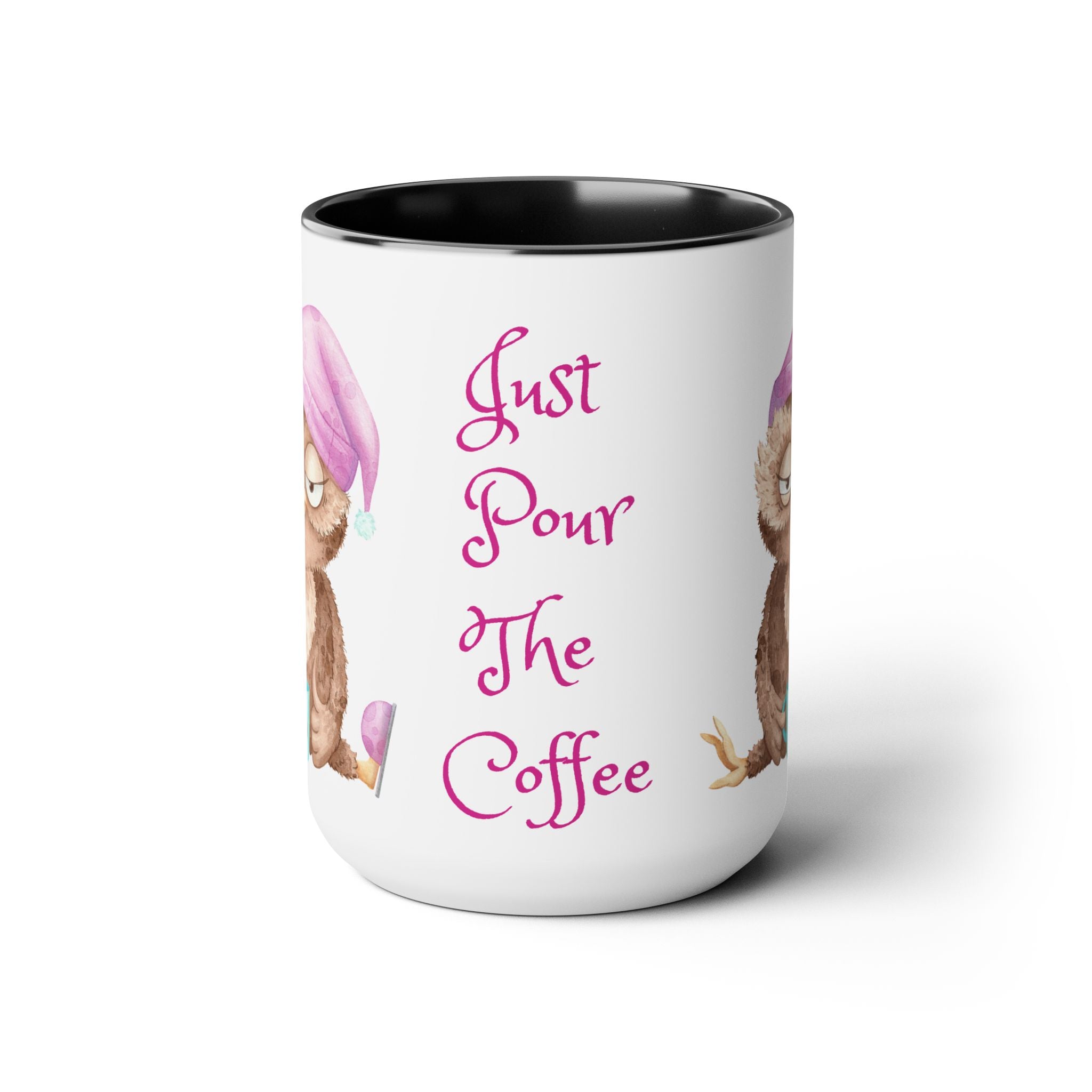 Just Pour The Coffee - Two-Tone Coffee Mugs, 15oz