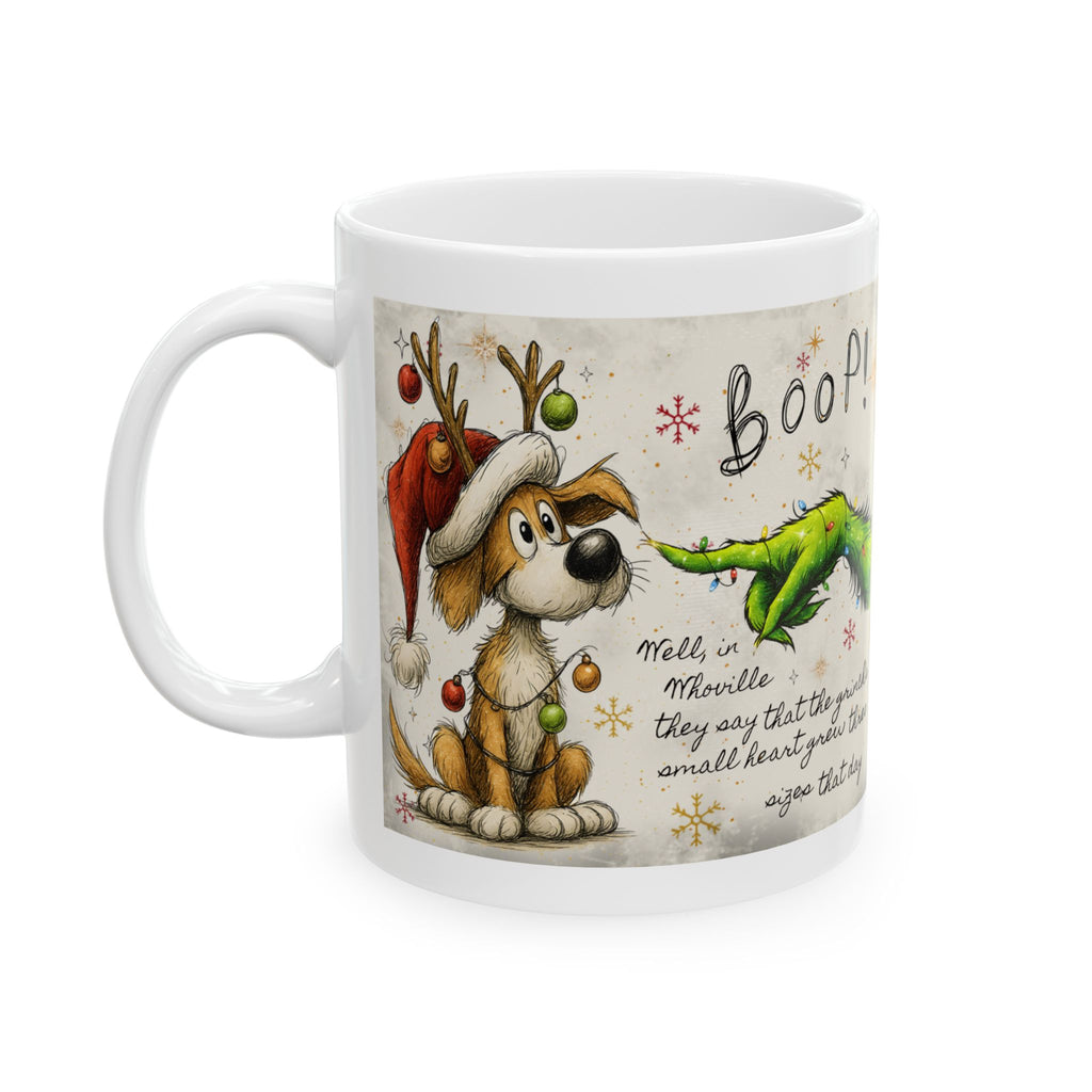 Grinch Paw & Reindeer Puppy Christmas Mug | Ceramic Coffee Mug