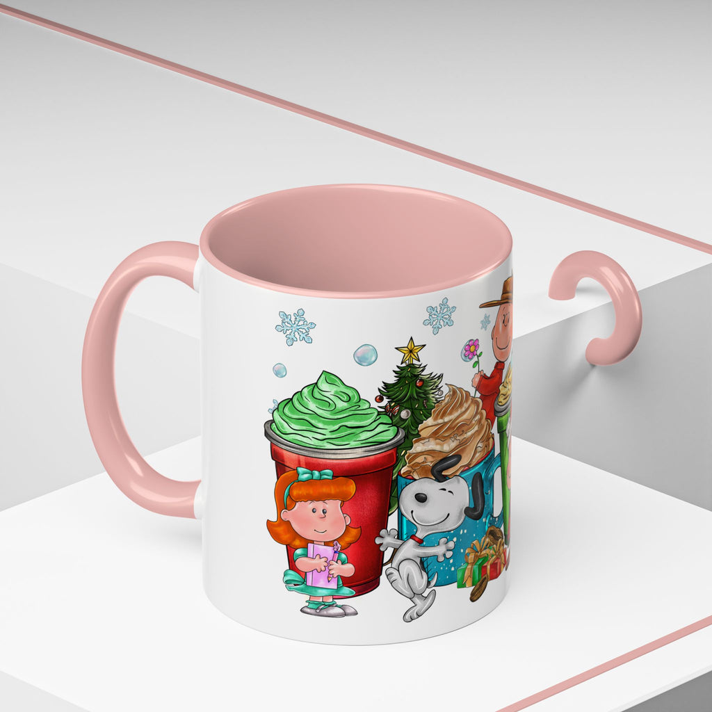 The Peanut Gang Christmas Characters Accent Coffee Mug | Holiday Cocoa Cartoon Mug