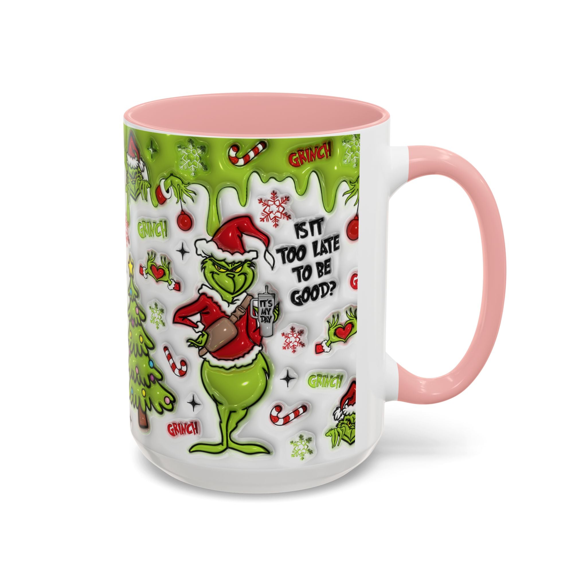 Grinch Holiday Coffee Mug — "Is It Too Late to Be Good?" Accent 11/15oz