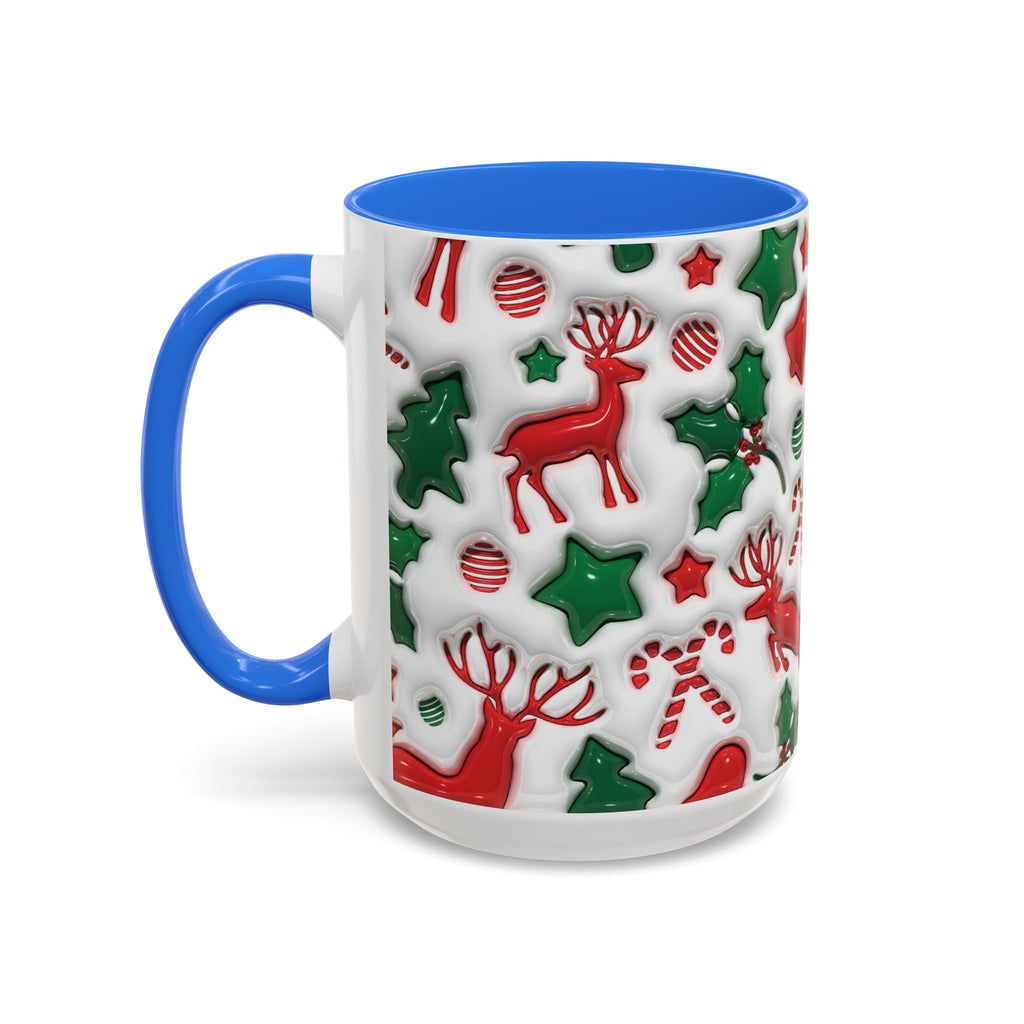 Festive Holiday Mugs, Christmas Coffee Cups, Colorful Reindeer and Candy Cane Design, Cozy Winter Drinkware, Perfect Gift for Holidays
