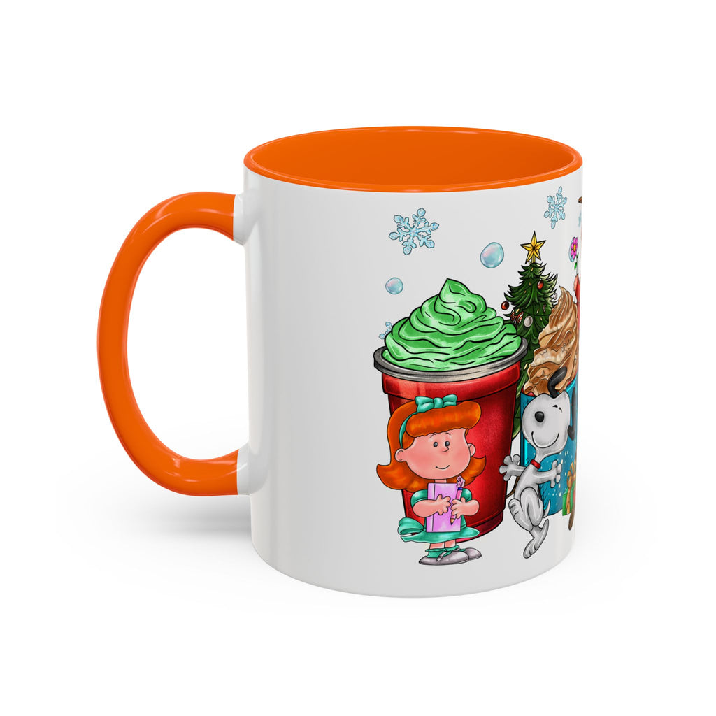 The Peanut Gang Christmas Characters Accent Coffee Mug | Holiday Cocoa Cartoon Mug