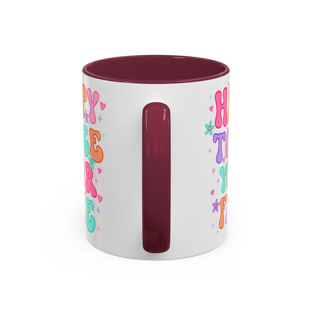 Happy To See Your Face Colorful Coffee Mug — Retro Smiley 11oz/15oz