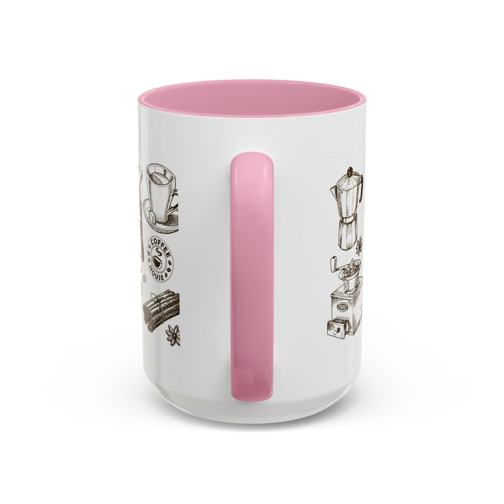 Coffee Pattern Mug — Illustrated Coffee Beans & Brewing Tools (11oz/15oz)
