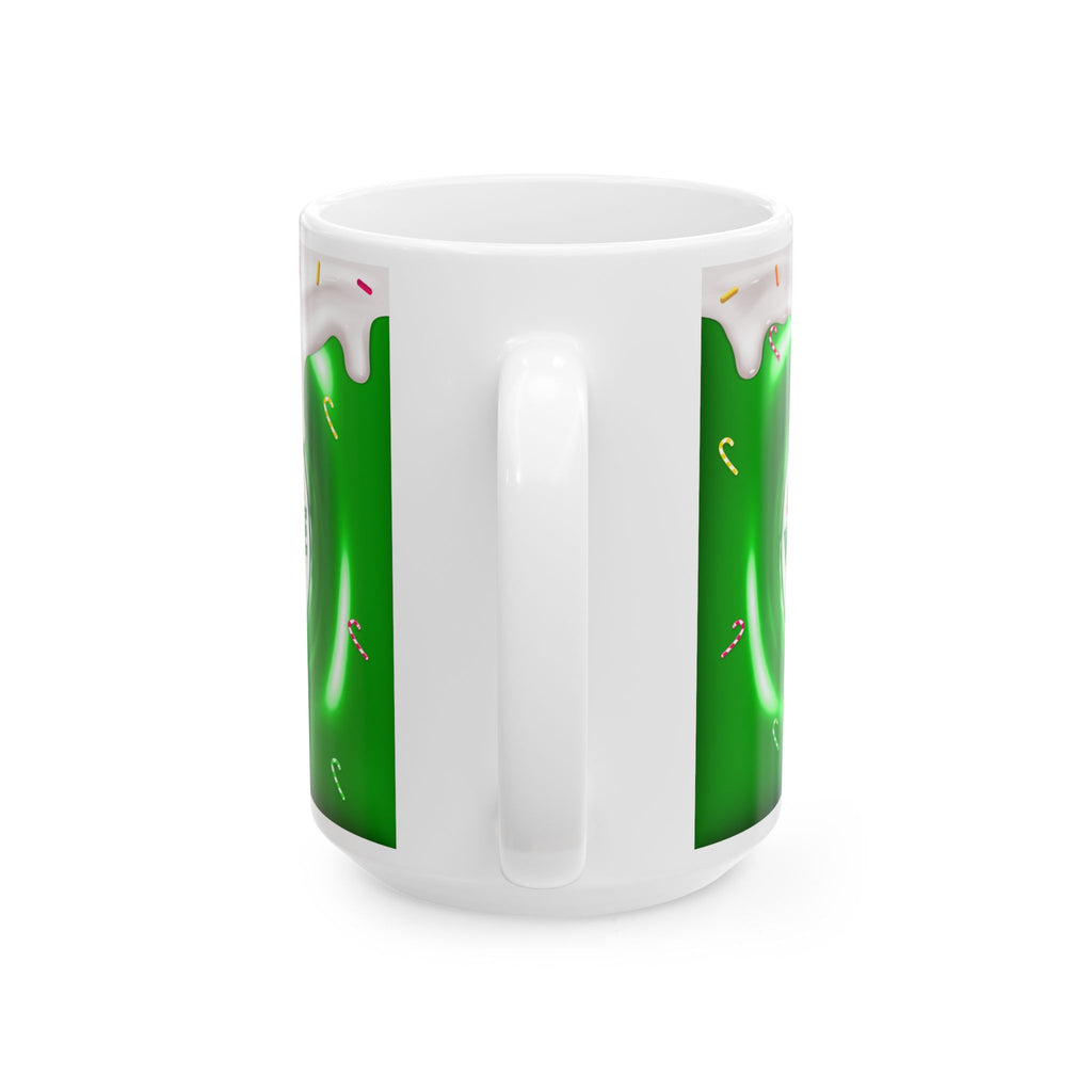 Whoville Christmas Dripping Frosting Mug | Holiday Green Candy Cane Ceramic Mug
