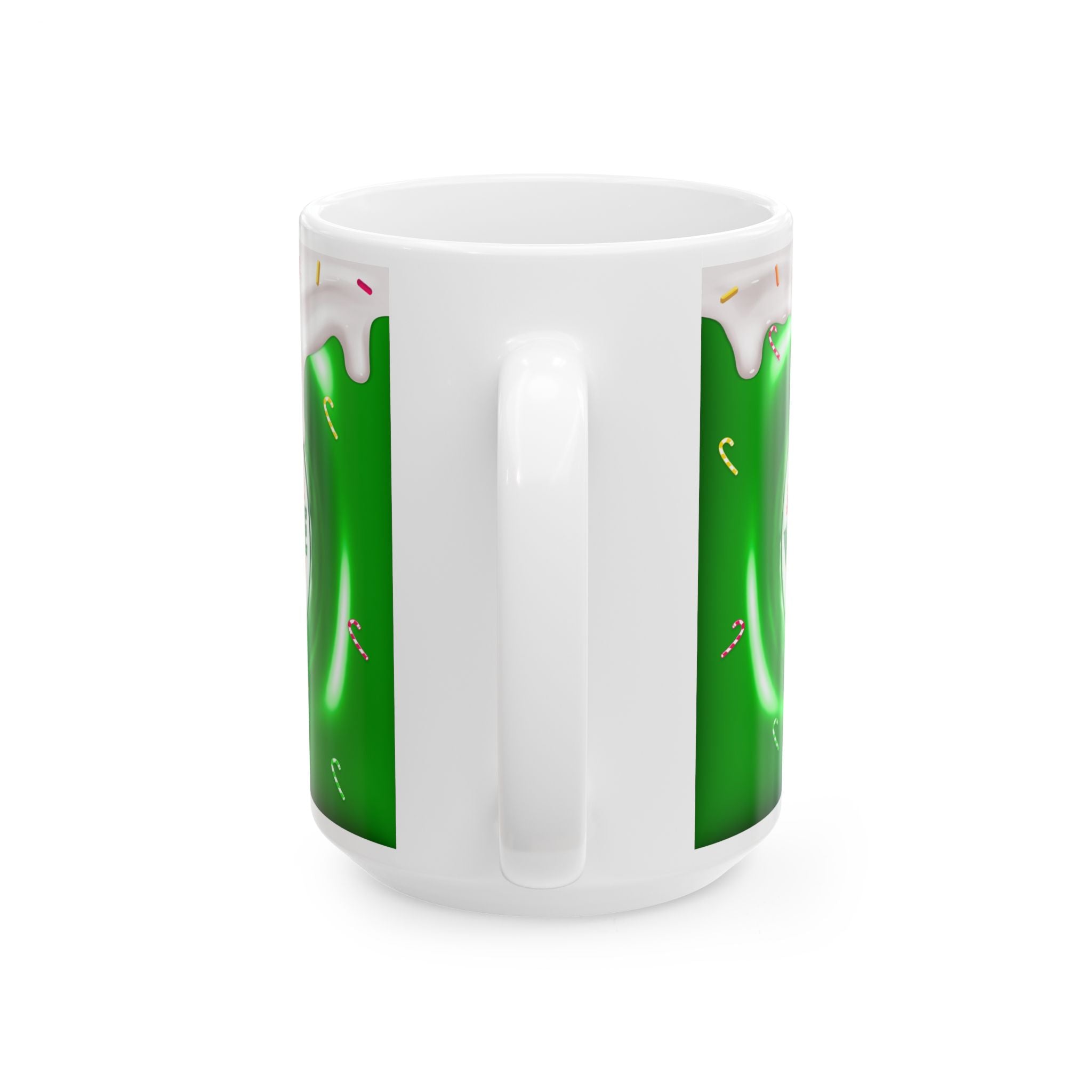 Whoville Christmas Dripping Frosting Mug | Holiday Green Candy Cane Ceramic Mug