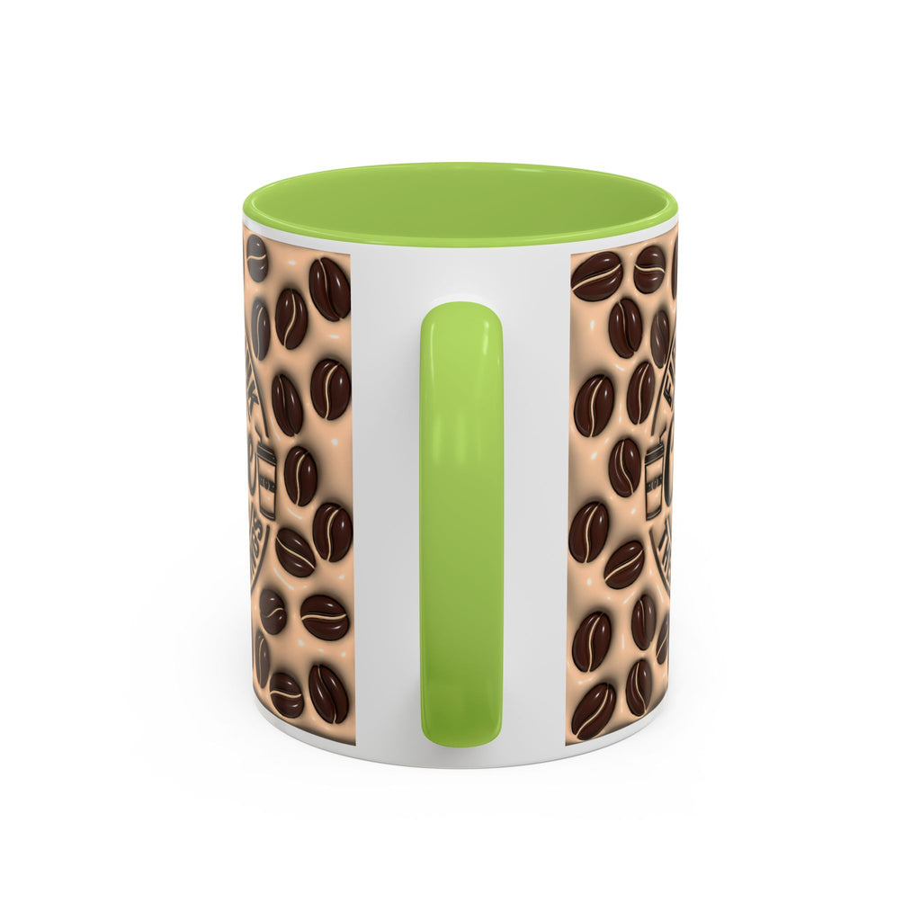 Coffee Beans Pattern First I Drink Coffee Mug | Accent 11oz 15oz