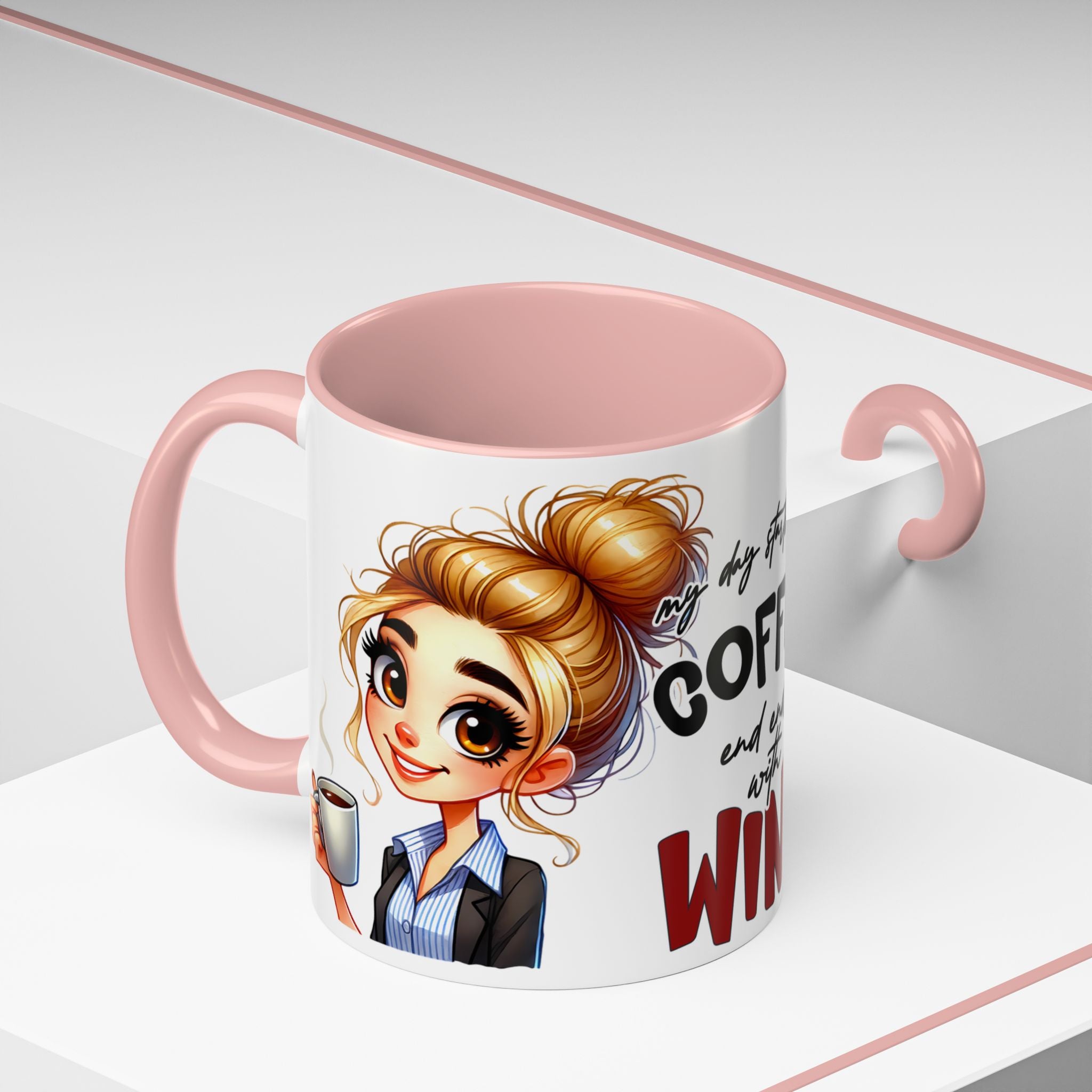 My Day Starts With Coffee and Ends With Wine Mug | Accent Coffee Mug