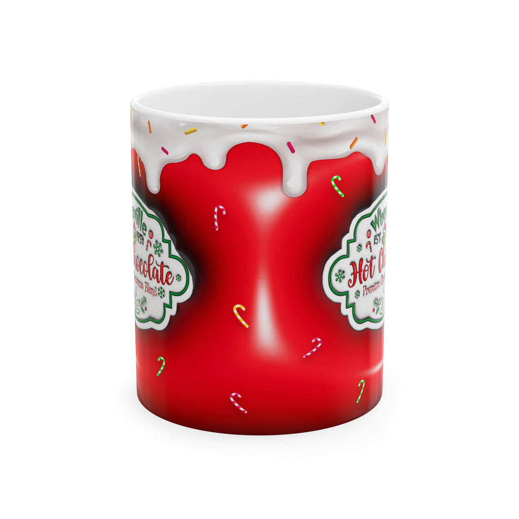 Hot Chocolate Mug Christmas Holiday Red Drip Candy Cane Ceramic Mug