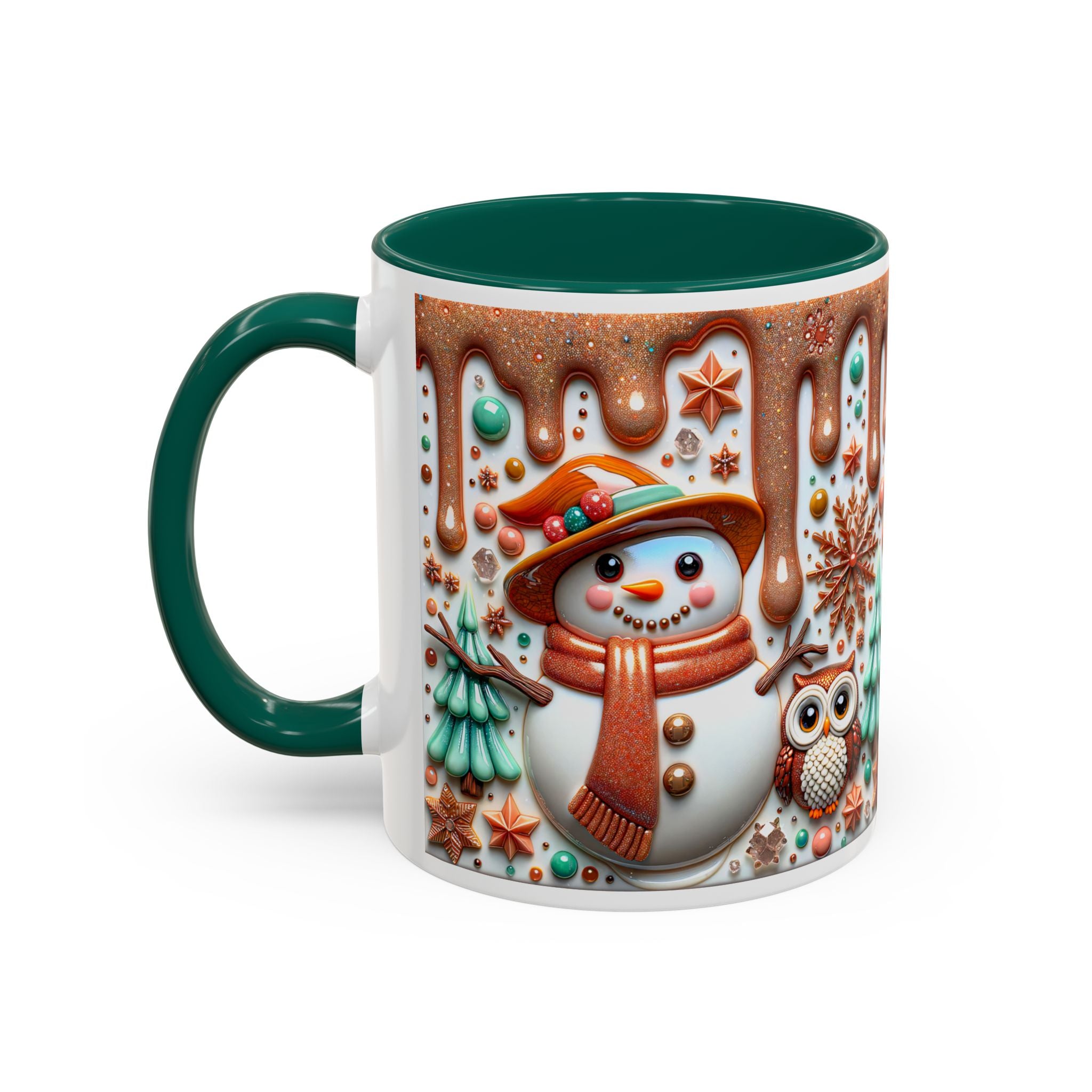 Colorful Holiday Mugs: Festive Owl & Snowman Design, Winter Gift, Christmas Coffee Cup, Cozy Kitchen Decor, Hot Cocoa Mug