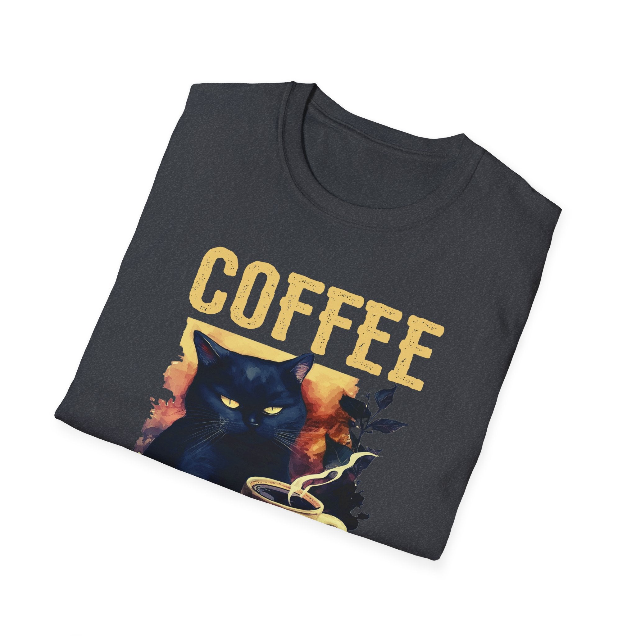 Coffee Because Murder Is Wrong T-Shirt | Black Cat Coffee Tee
