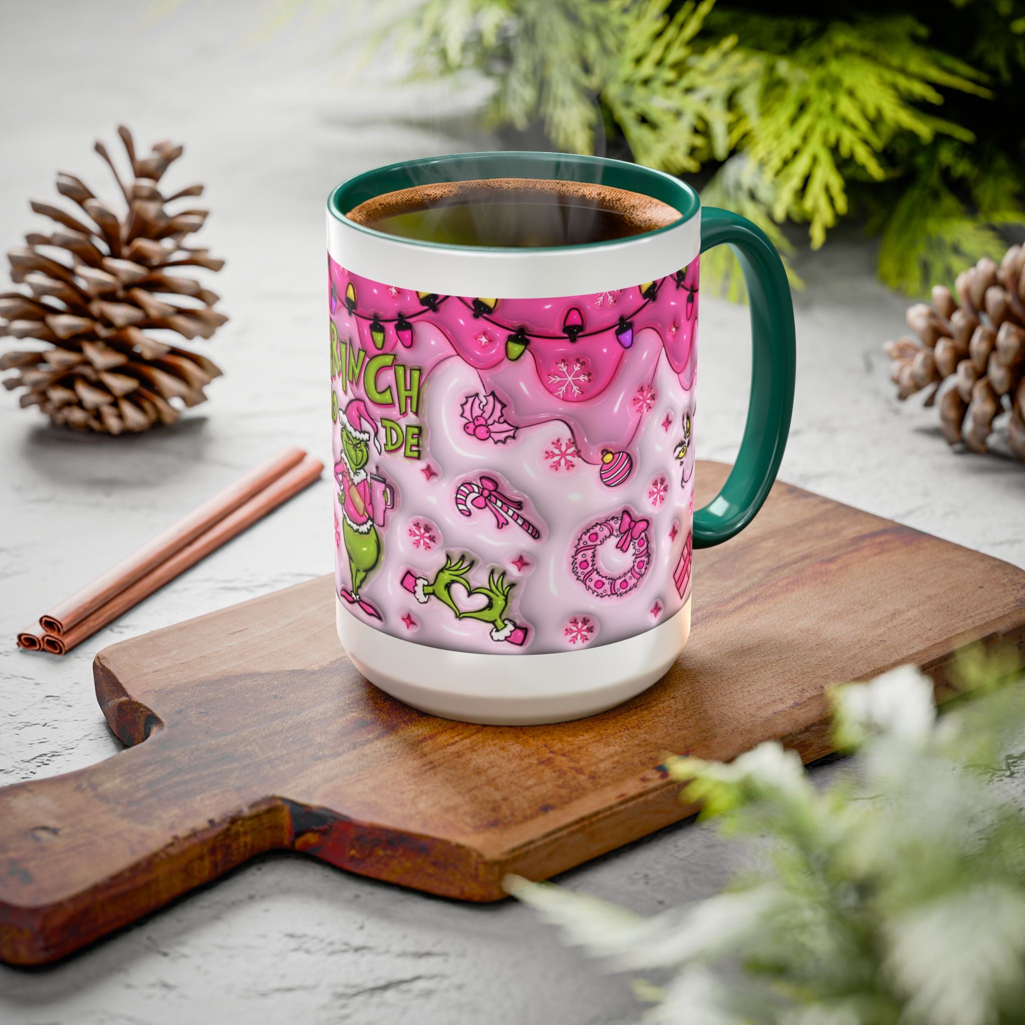 Colorful Grinch Mug, Holiday Gift, Whimsical Drinkware, Festive Coffee Cup, Christmas Decor, Grinch Mode Mug