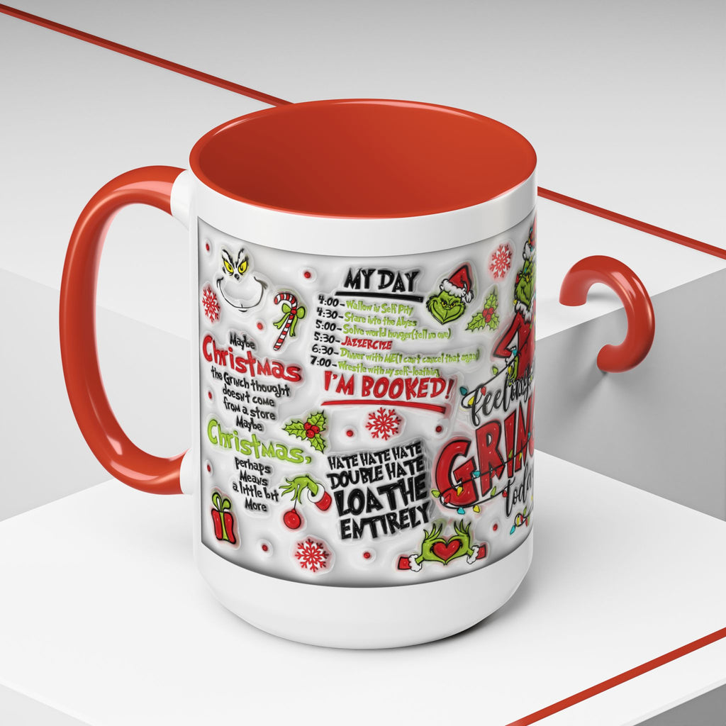 Grinchy Holiday Coffee Mug — "Feeling Extra Grinchy Today" Accent Mug (11/15oz)