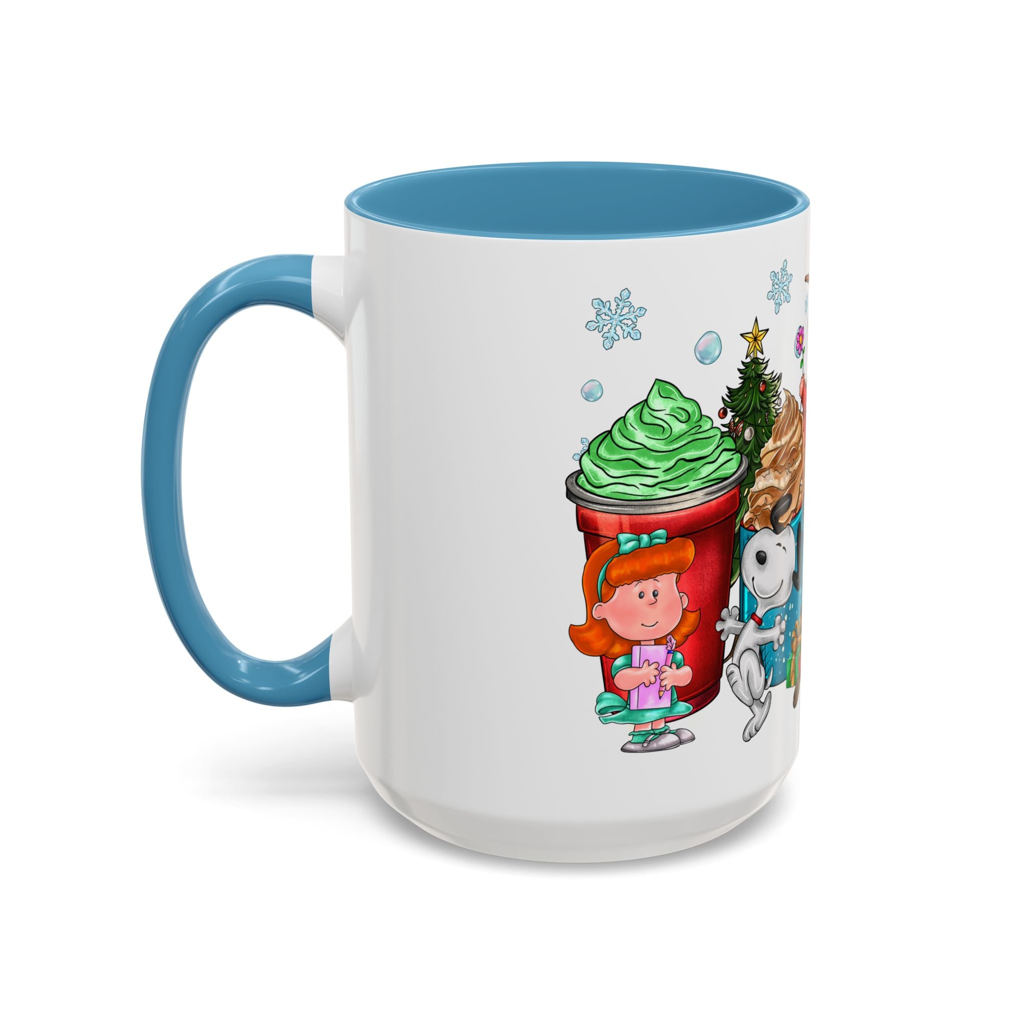 The Peanut Gang Christmas Characters Accent Coffee Mug | Holiday Cocoa Cartoon Mug