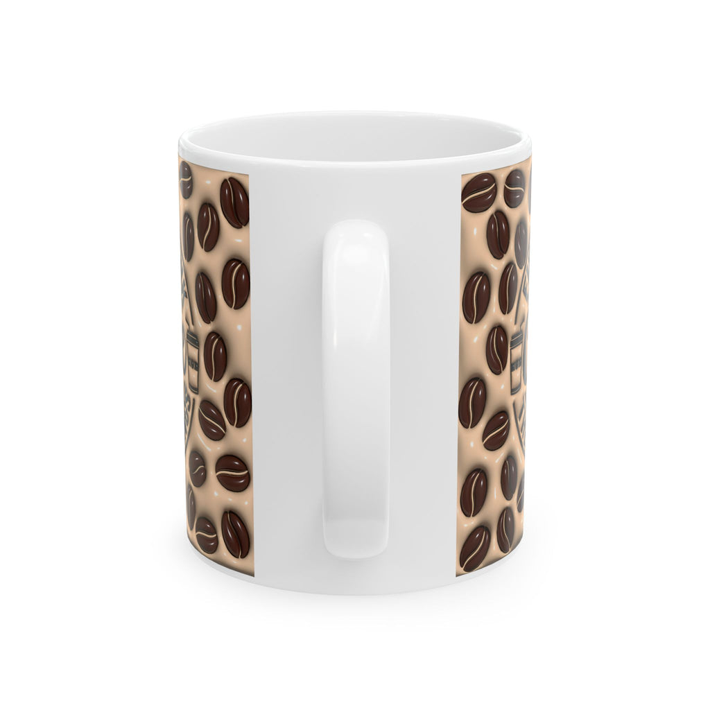 Coffee Beans Pattern Mug | First Drink Coffee Then Do Things Ceramic Mug