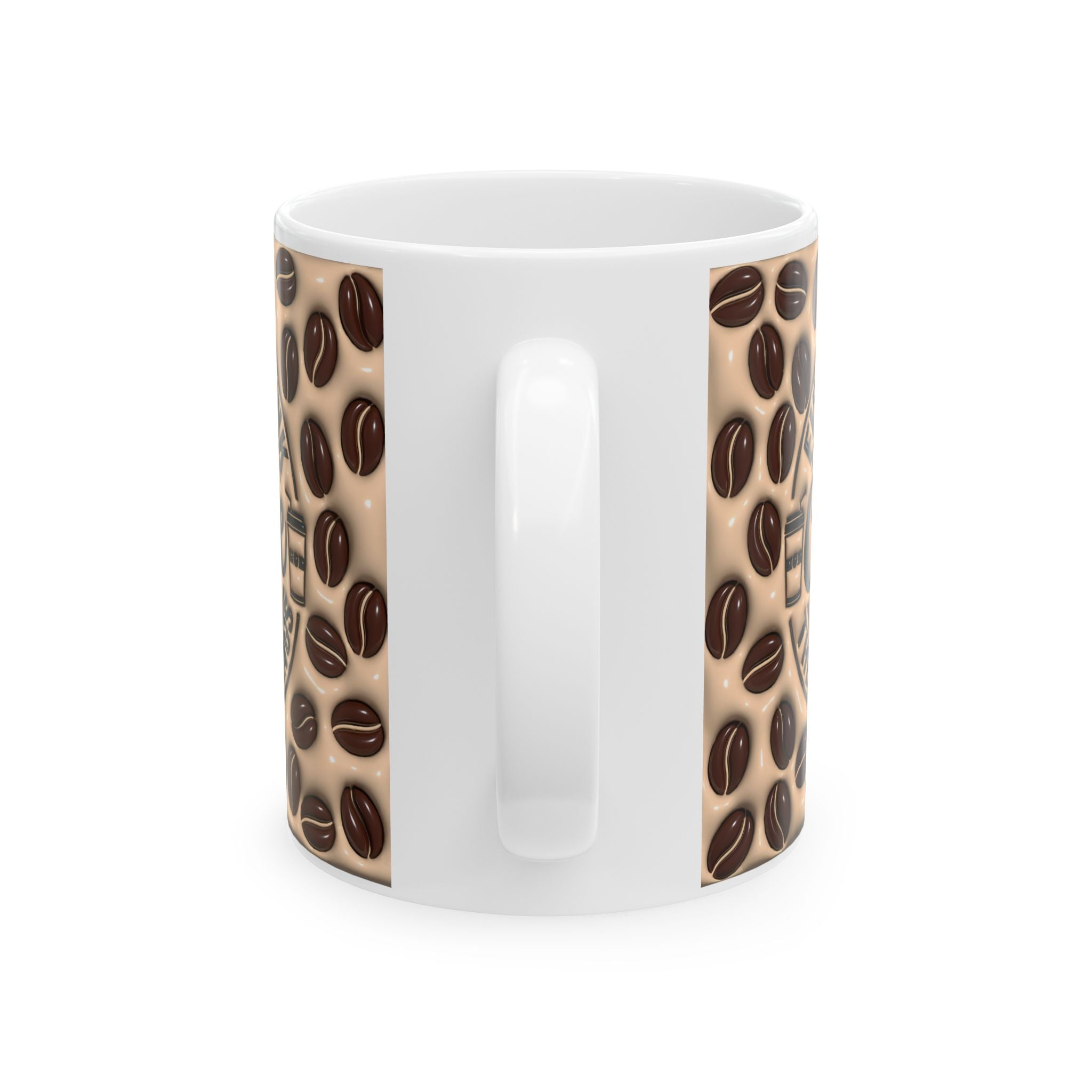 Coffee Beans Pattern Mug | First Drink Coffee Then Do Things Ceramic Mug