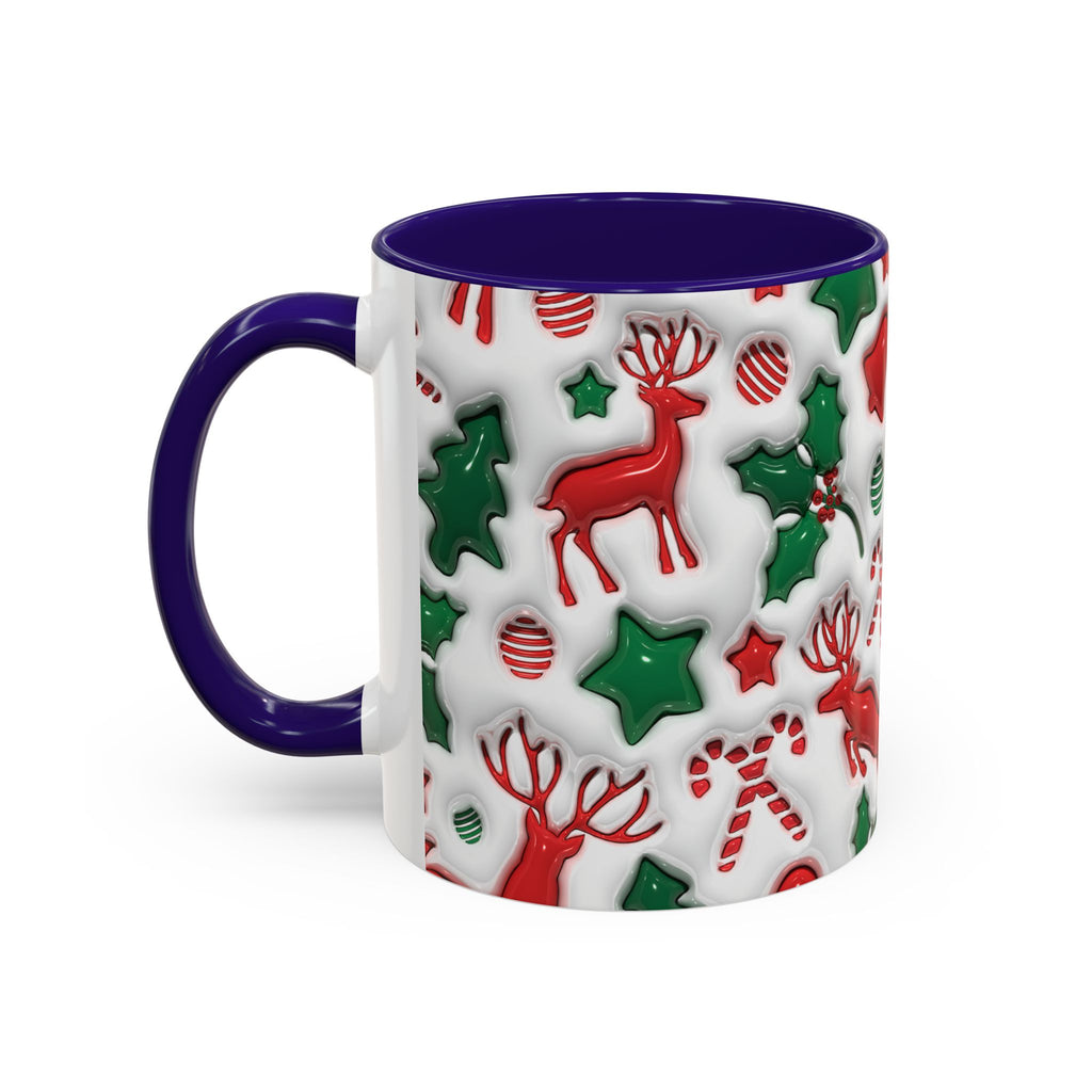 Festive Holiday Mugs, Christmas Coffee Cups, Colorful Reindeer and Candy Cane Design, Cozy Winter Drinkware, Perfect Gift for Holidays