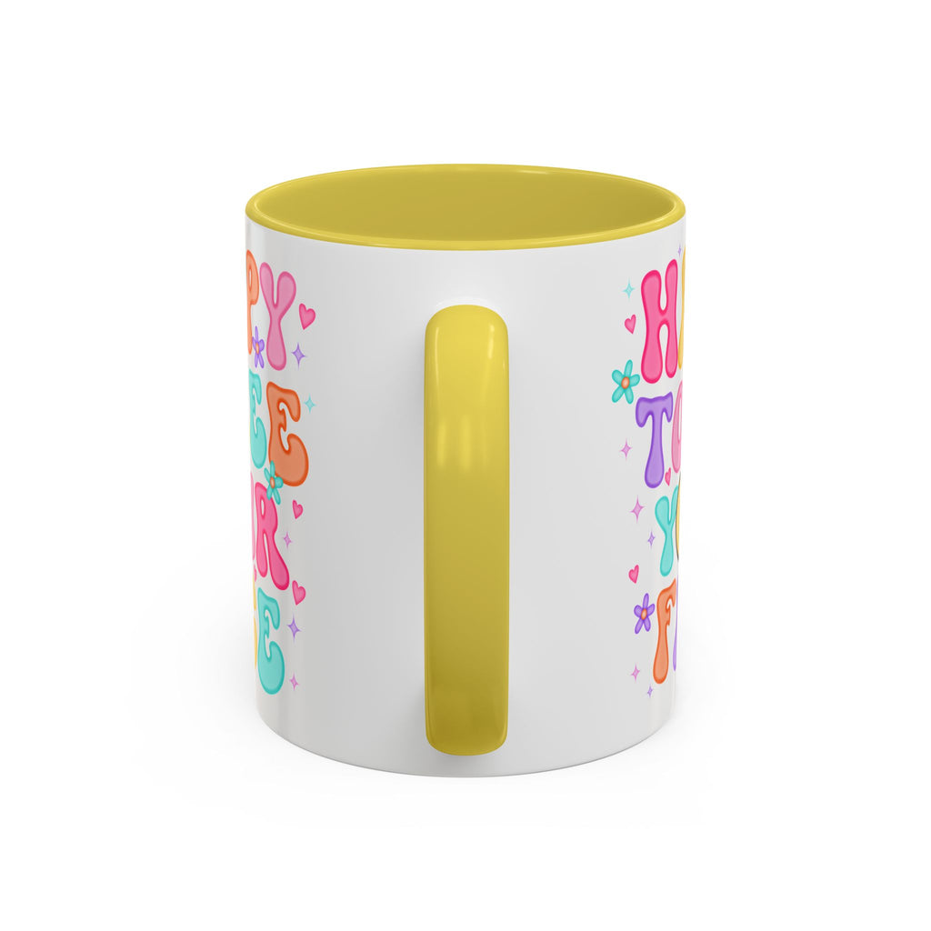 Happy To See Your Face Colorful Coffee Mug — Retro Smiley 11oz/15oz