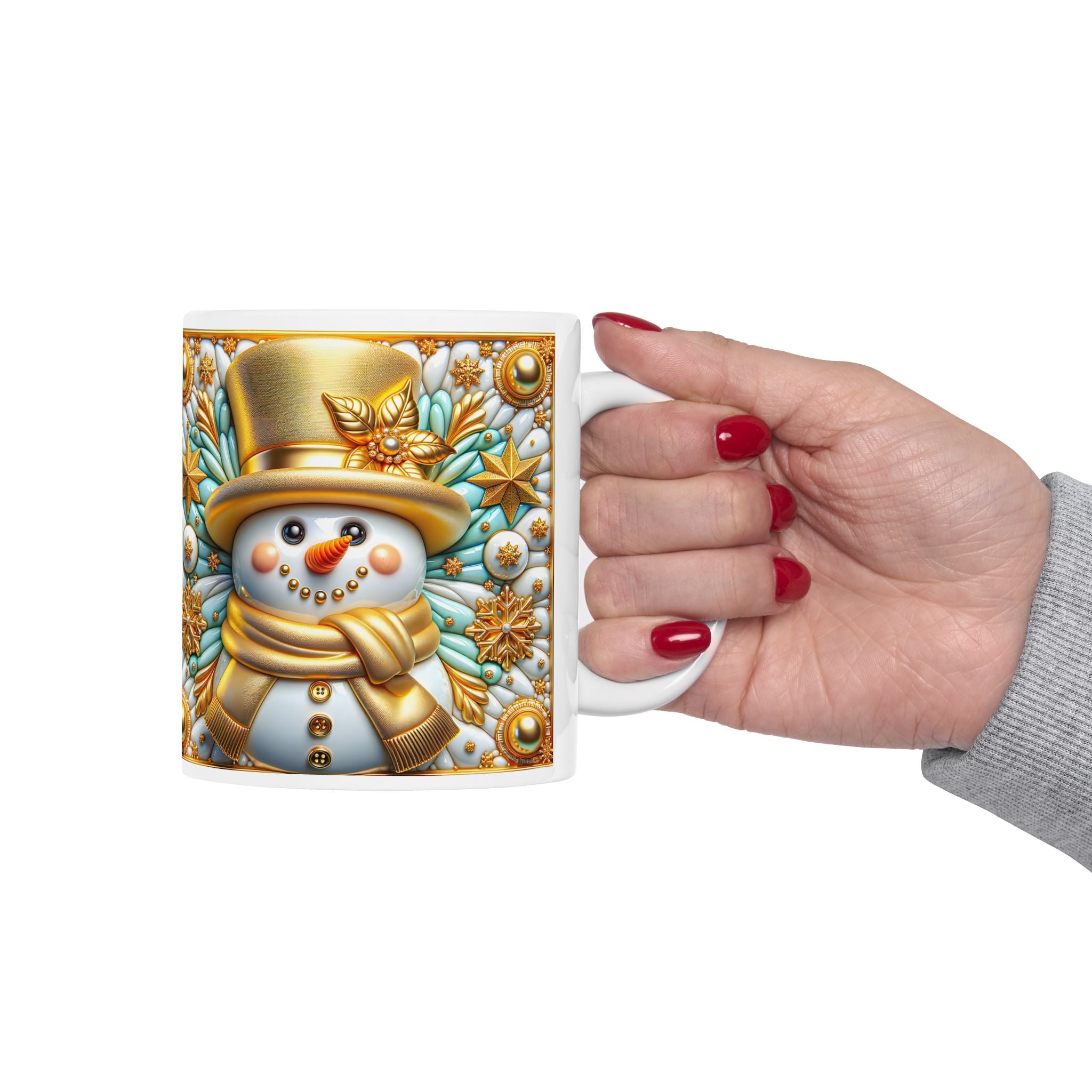 Festive Snowman Ceramic Mug - Perfect for Holiday Gifting, Winter Celebrations, Cozy Home Decor, Christmas Kitchenware, Seasonal Drinkware