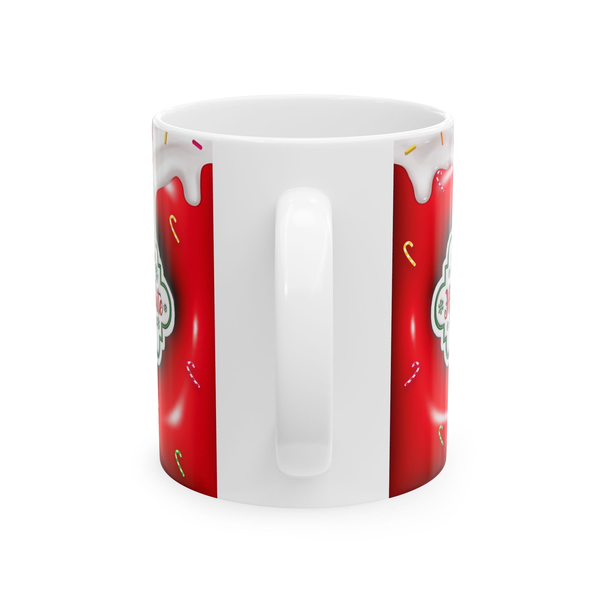Hot Chocolate Mug Christmas Holiday Red Drip Candy Cane Ceramic Mug