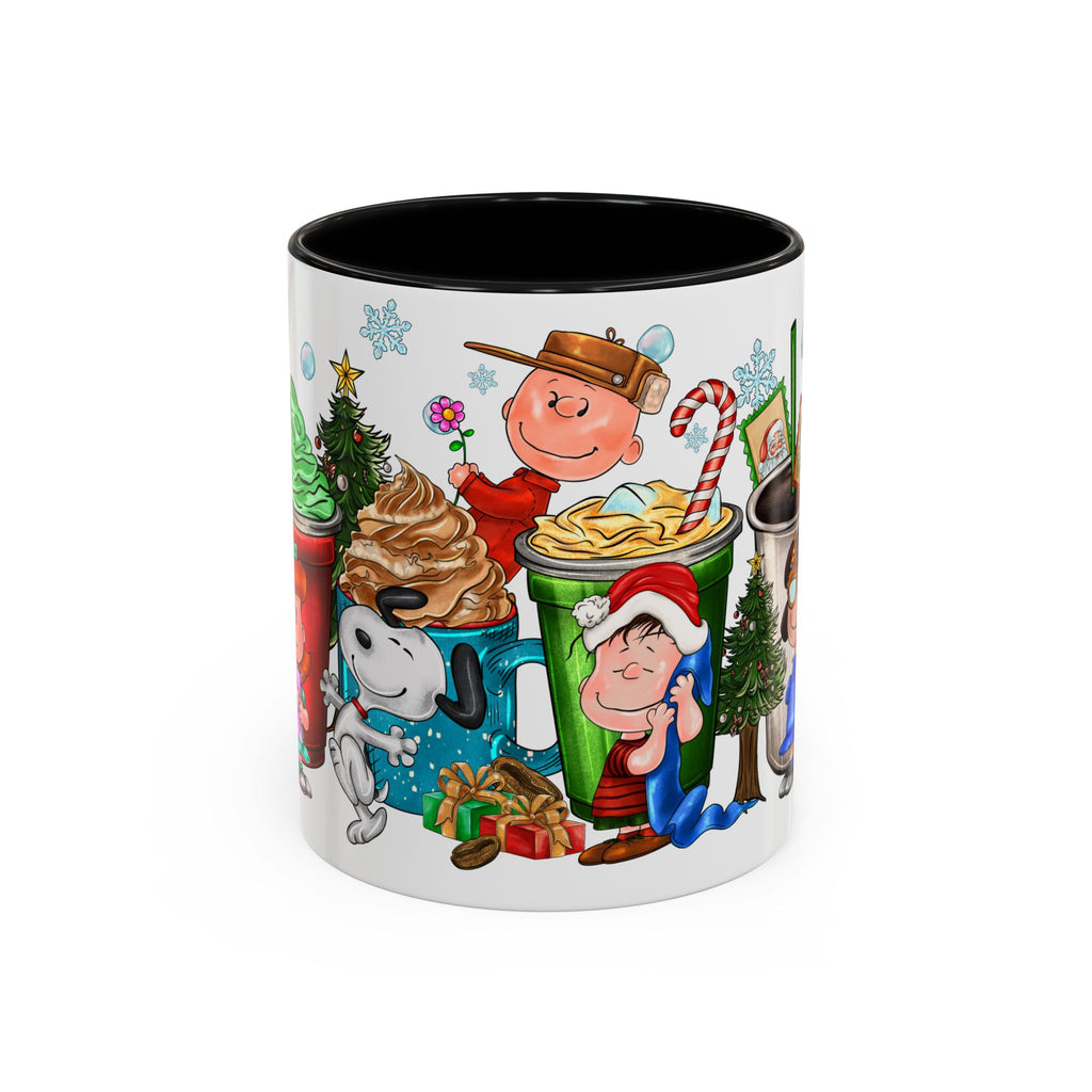 The Peanut Gang Christmas Characters Accent Coffee Mug | Holiday Cocoa Cartoon Mug