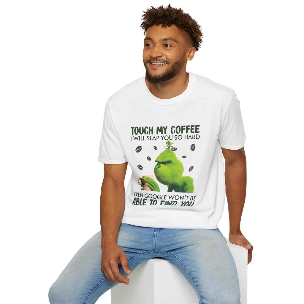 Funny Grinch Coffee T-Shirt, Unisex Tee for Coffee Lovers, Holiday Gift, Quirky Humor Shirt, Perfect for Christmas and Birthdays