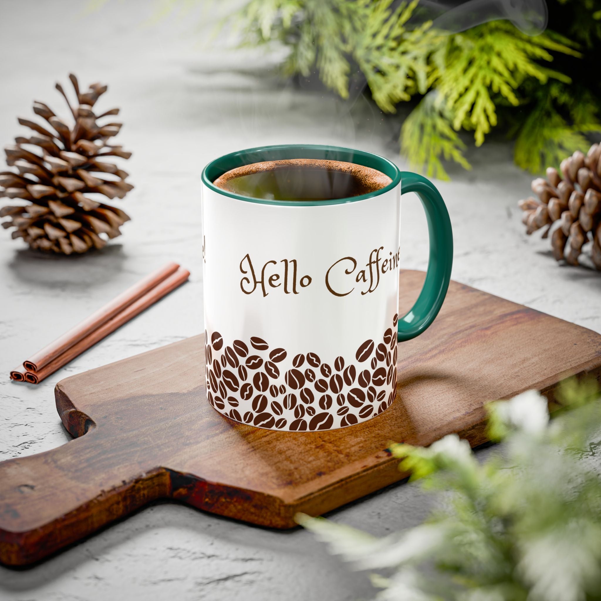 Hello Caffeine! Coffee Bean Ceramic Mug (11oz & 15oz)